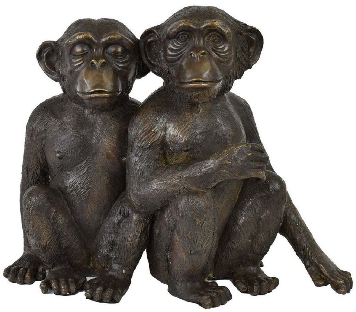 Casa Padrino Dekofigur Luxus Bronze Skulptur Schimpansen Affen Bronzefarben 49 x 21,5 x H. 39 cm - Bronzefigur - Dekofigur - Deko Accessoires - Luxus Kollektion