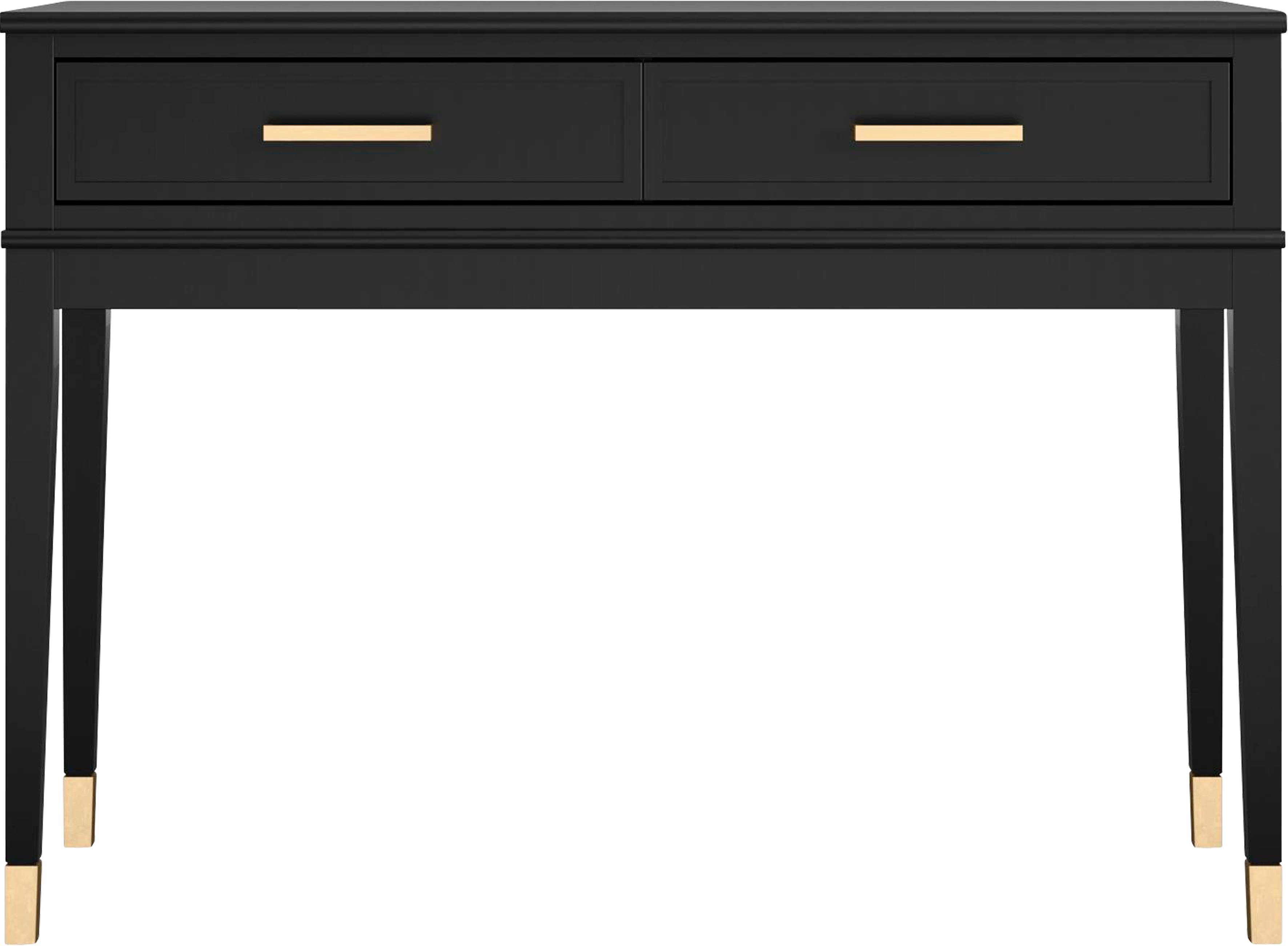 CosmoLiving by Cosmopolitan Konsolentisch Westerleigh (1-St), mit 2 Schubladen, pflegeleichtes MDF, Beine aus Massivholz, Höhe 76 cm schwarz/goldfarben | schwarz/goldfarben | schwarz