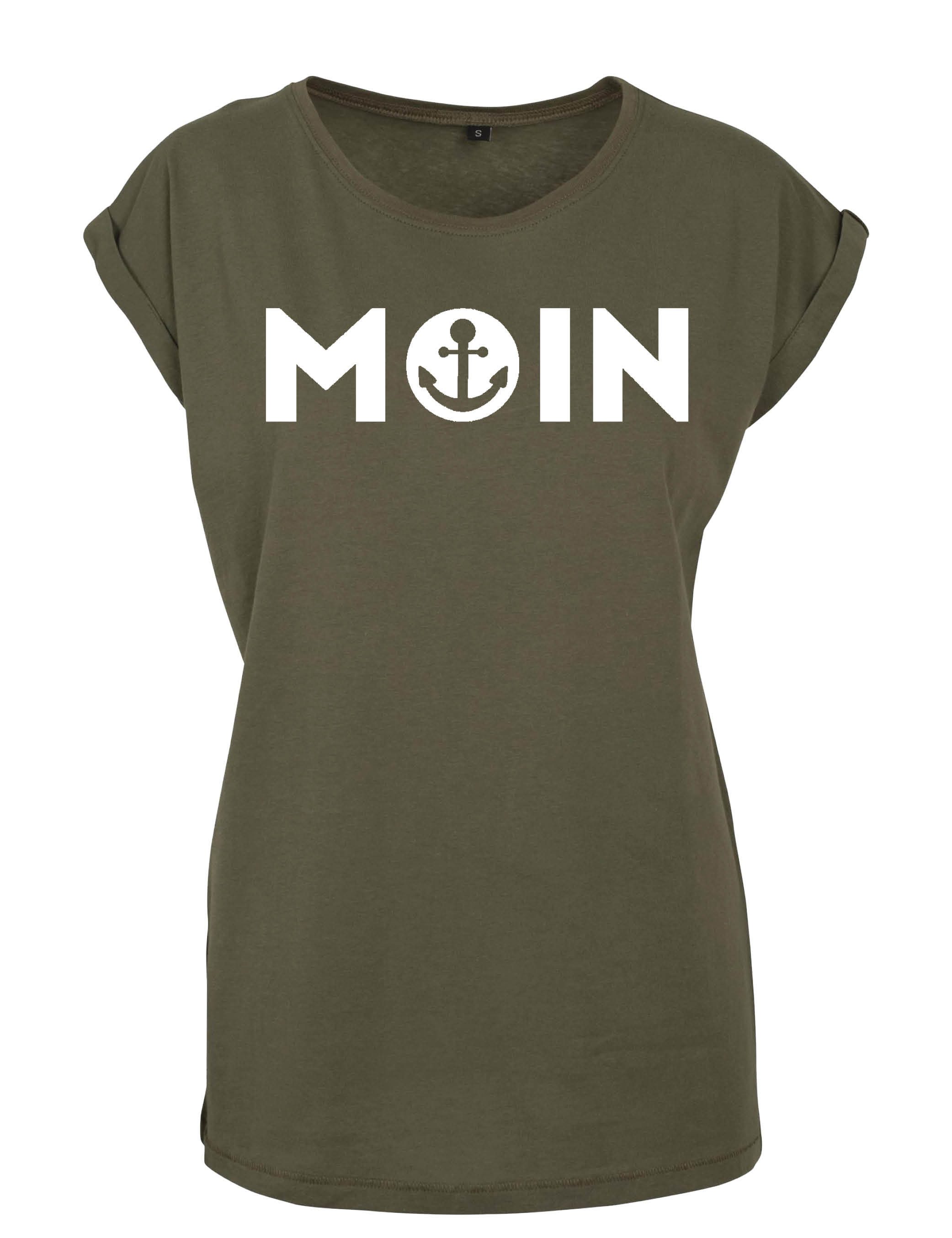 Print-Shirt "Moin mit Anker Print" Damen T-Shirt Statement Geschenk Frauen Motiv