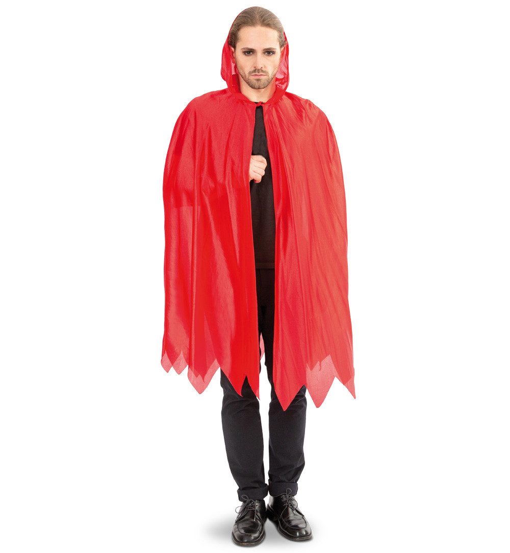 Teufel-Kostüm Teufel Cape Umhang mit Kapuze Gr. XXL Schwarz Halloween Karneval