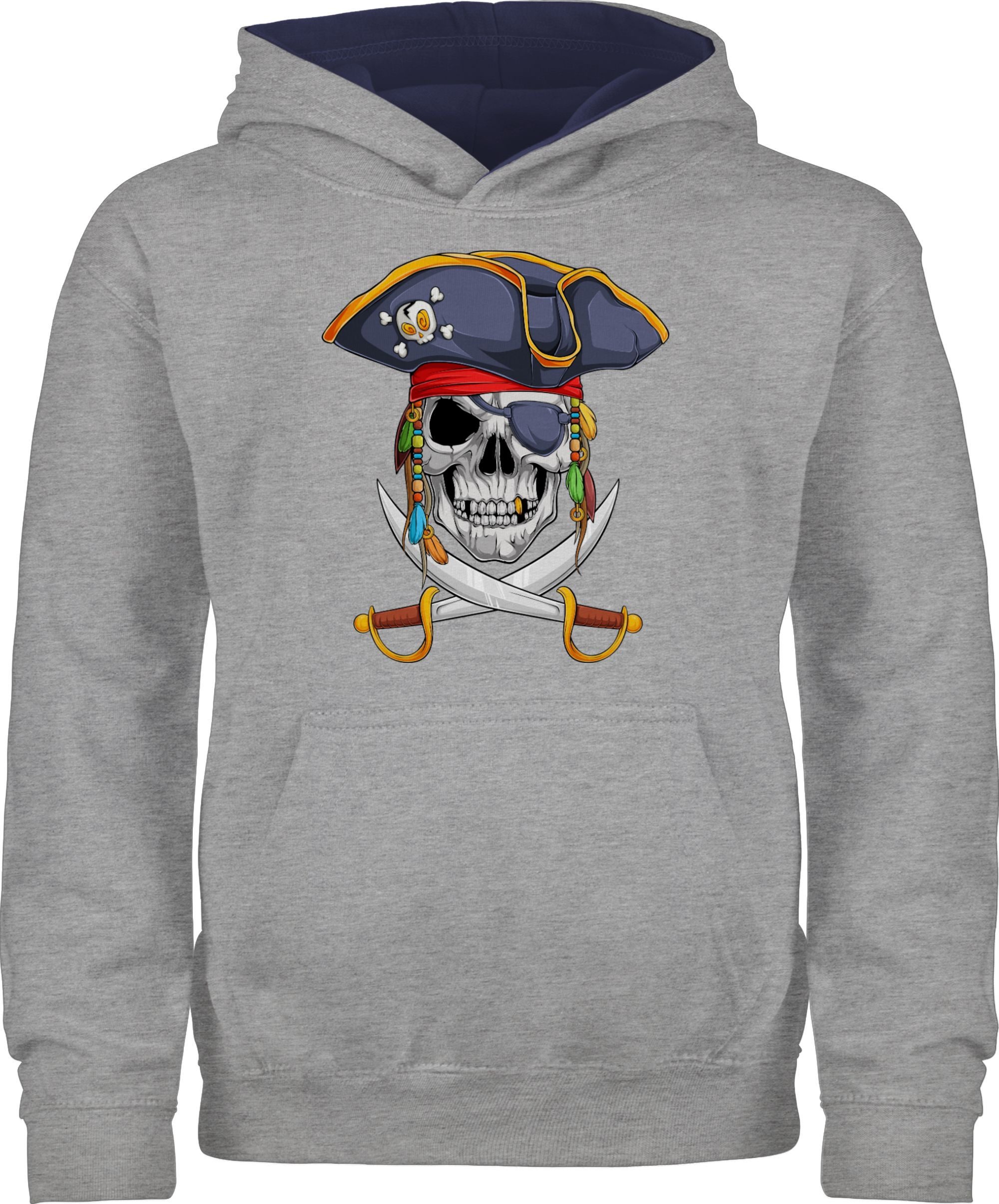 4 Grau meliert/Navy Blau