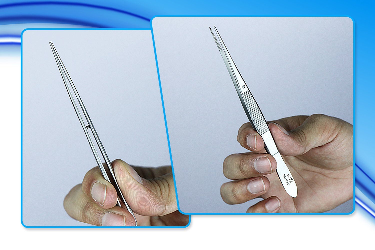 SMI Präzisionspinzette 13 cm Gerade Pinzette Anatomisch Hobby Pinzette DIY Handwerk, Präzise gezackte Spitze