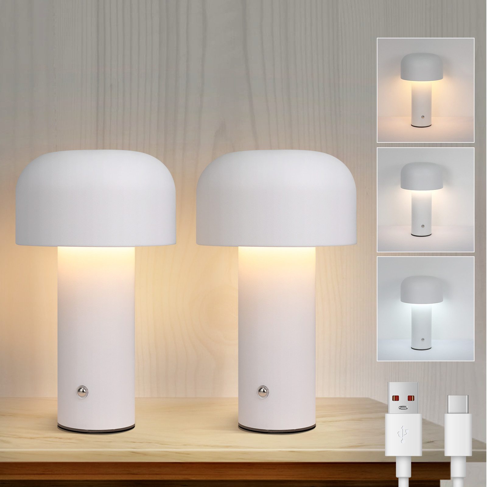 Nettlife LED Tischleuchte Dimmbar Kabellos Akku 2W Nachttischlampe Schlafzi günstig online kaufen