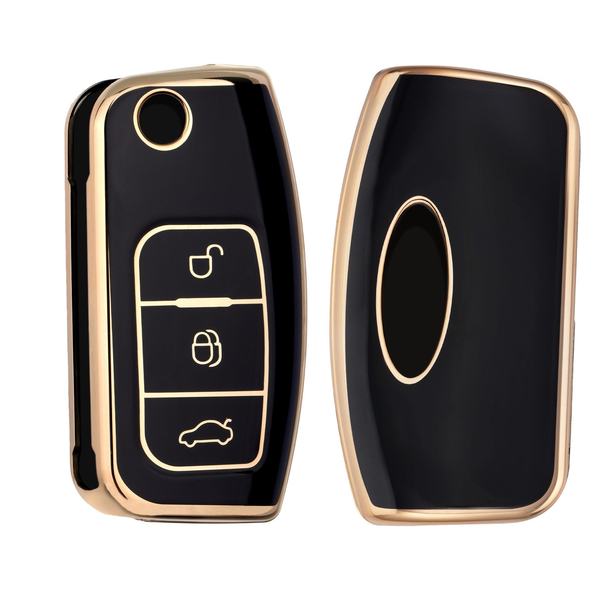 Hülle kwmobile Cover für Schlüsselhülle Silikon Autoschlüssel Schlüsseltasche Schwarz Ford,