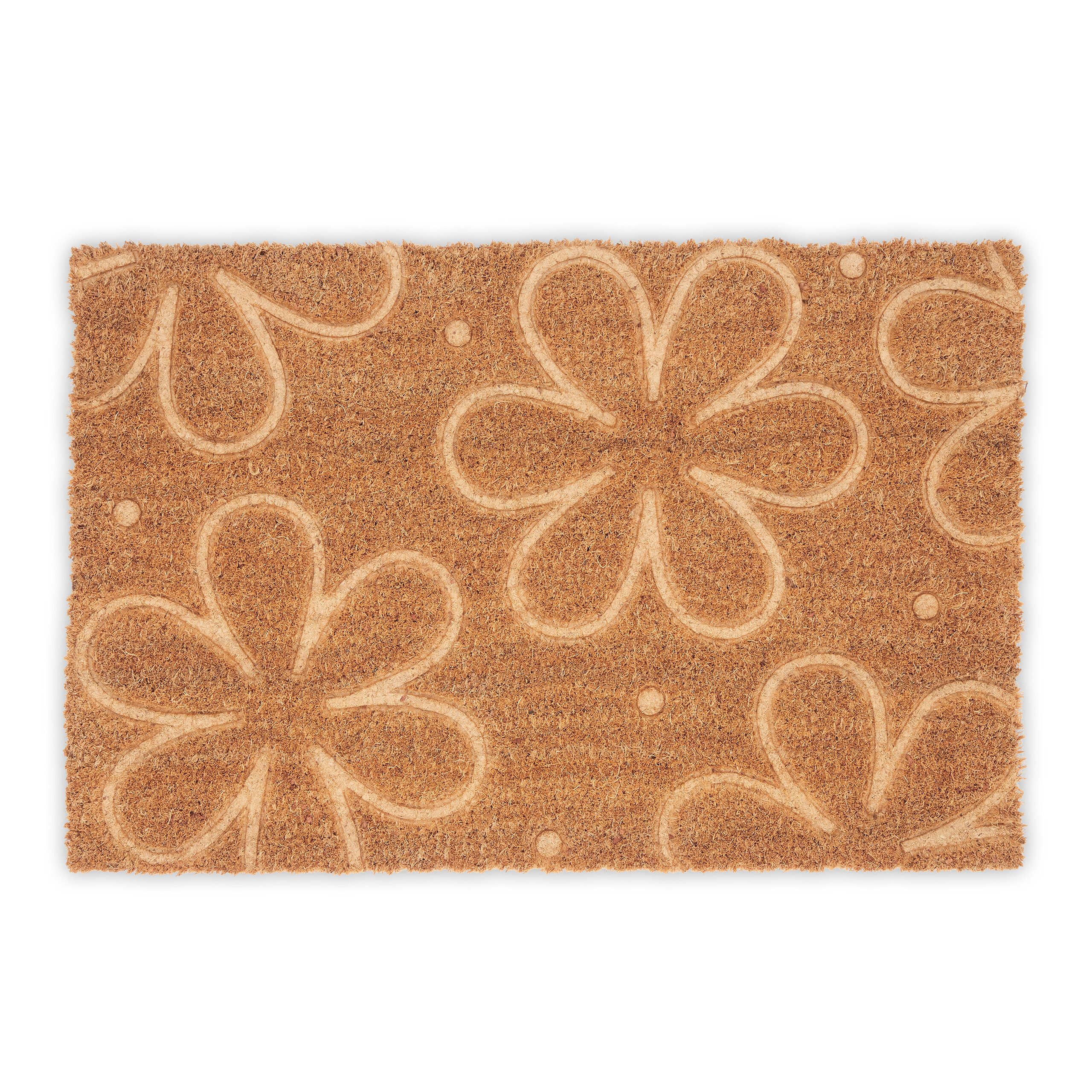 relaxdays Fußmatte Kokos Fußmatte Blüten, rechteckig, günstig online kaufen