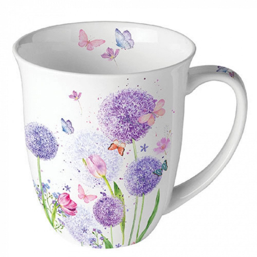 Ambiente Luxury Paper Products Becher Blumen, Pflanzen, Pfingstrosen, Rosen, Mug Tee/Kaffee Tasse, 1-tlg., Porzellan Tasse ca 400ml, Blumen, Pflanzen, Schmetterlinge, Allium, Tulpen, Blumen, Wiese Motiv, Sommmer/Frühling Motive - Ideal Als Geschenk