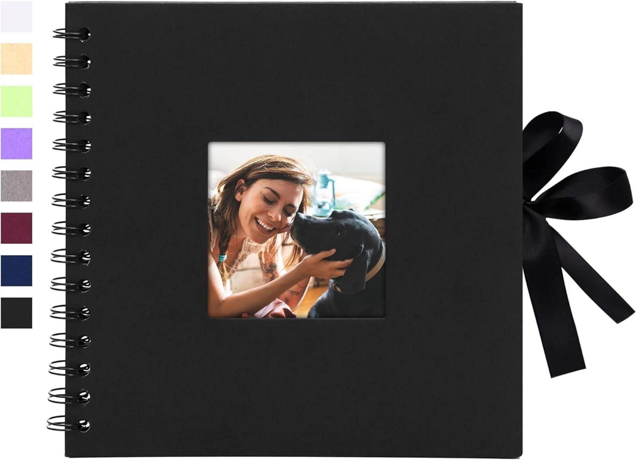 Fotoalbum Fotoalbum Spiralalbum DIY Selbstgestalten Einkleben 40 Seiten Schwarz