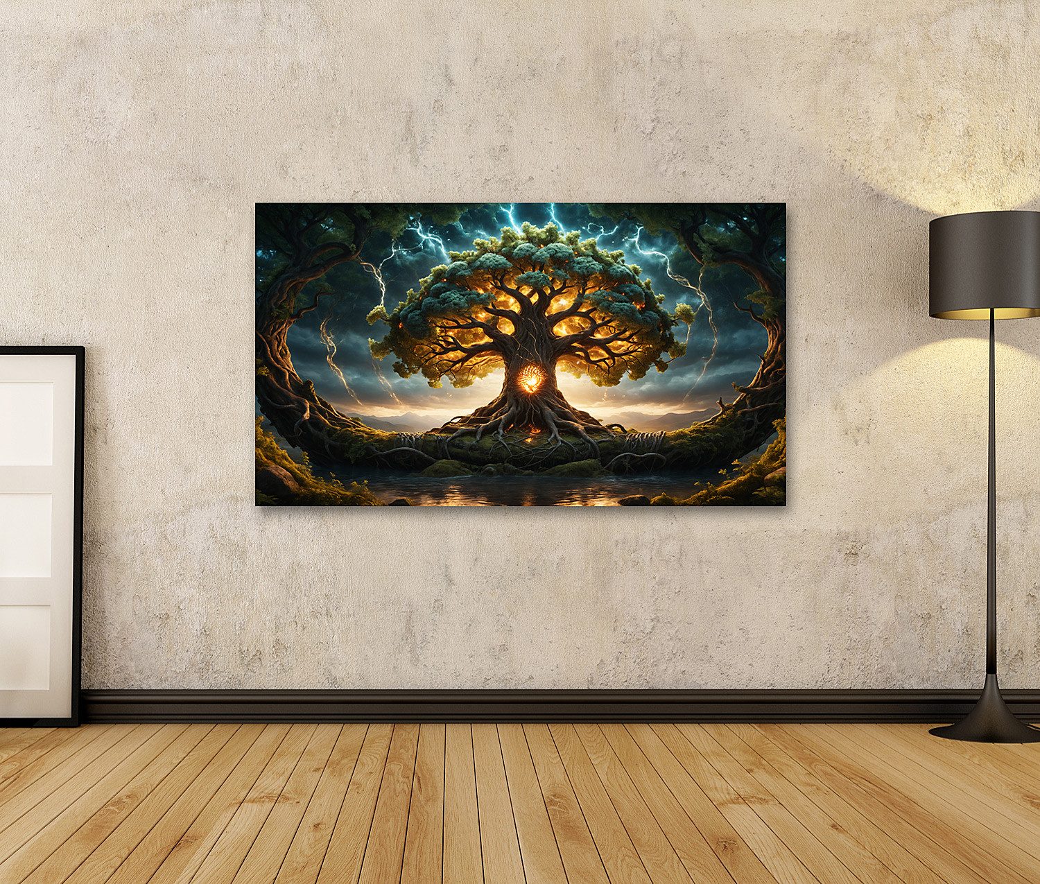 islandburner Leinwandbild Leuchtender Yggdrasil Baum Bilder günstig online kaufen