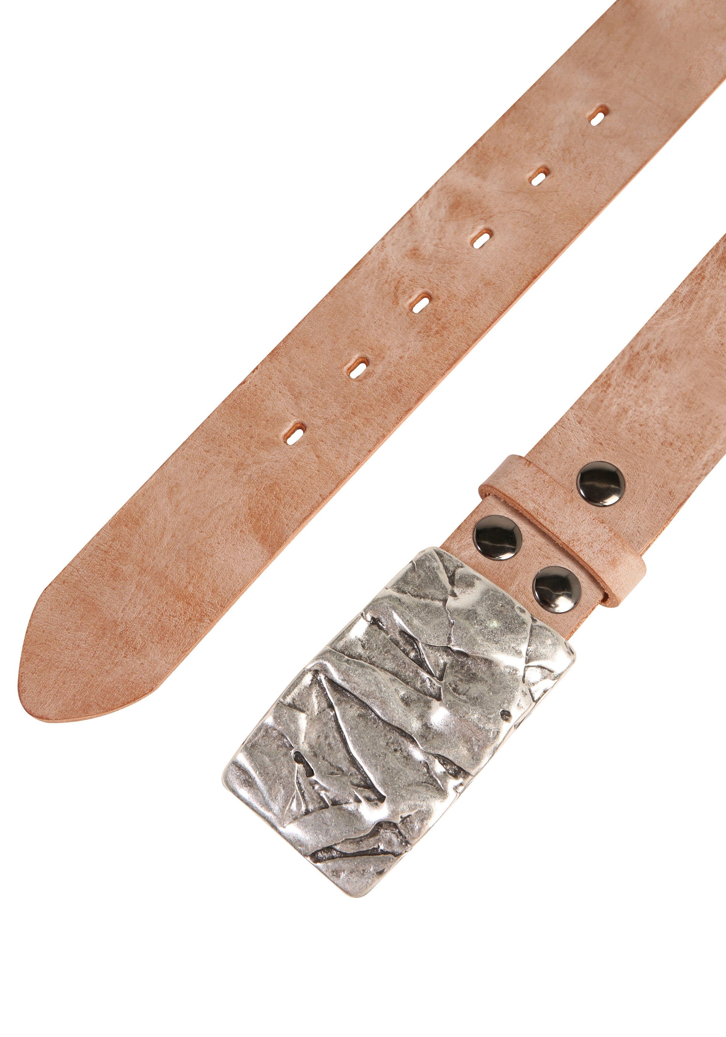 austauschbarer »Felswand Silber« mit Schließe RETTUNGSRING Ledergürtel by showroom 019°