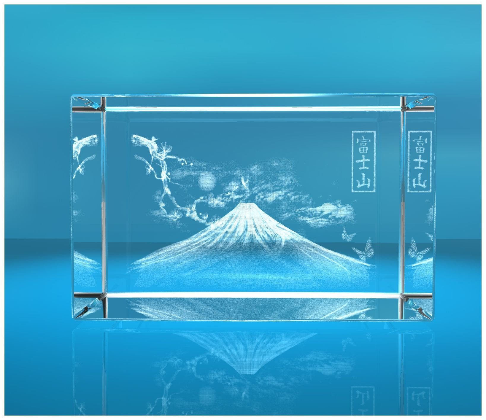 VIP-LASER Dekofigur 3D Glasquader I Mount Fuji, Hochwertige Geschenkbox, Made in Germany, Familienbetrieb