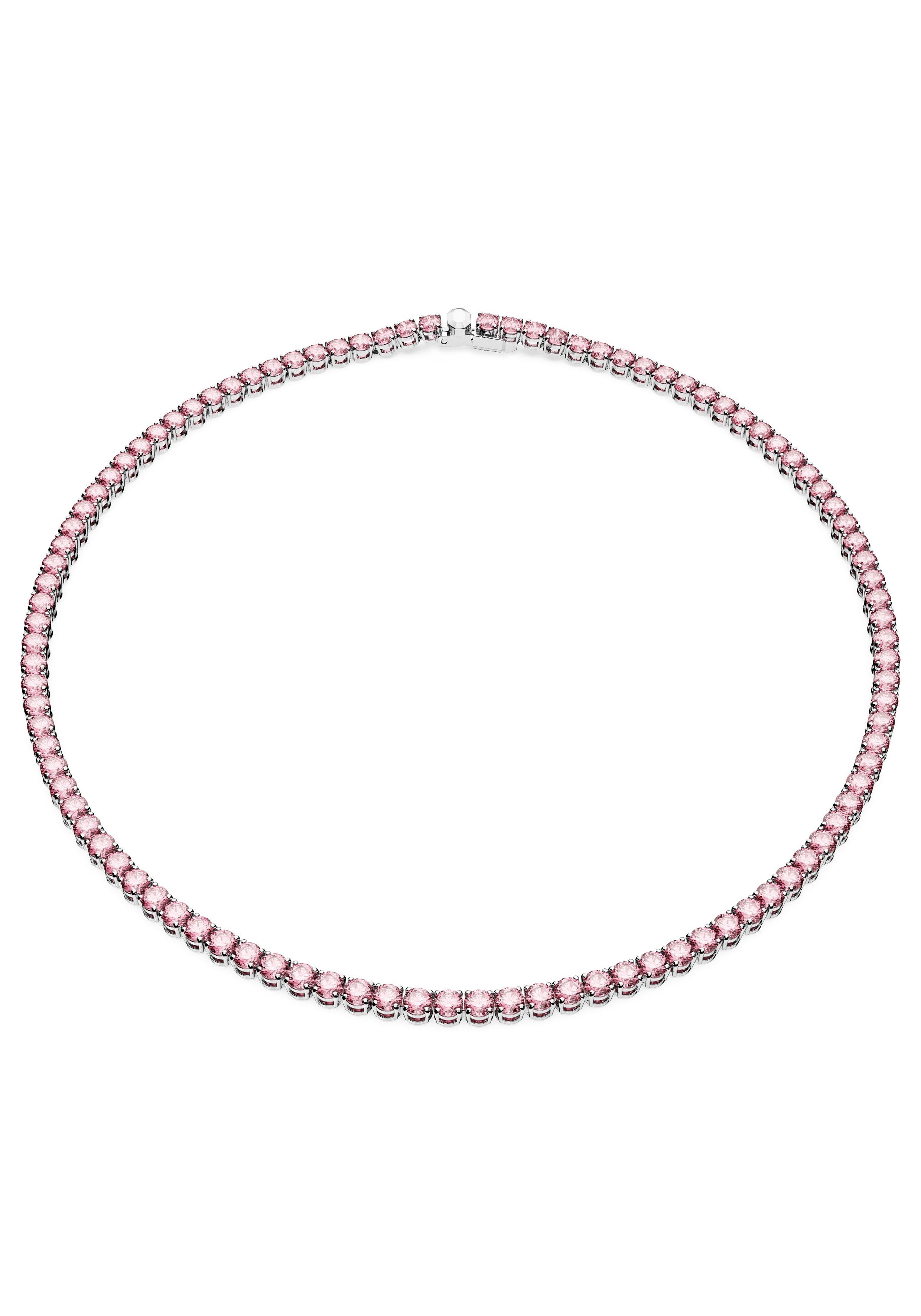 Swarovski Kristall Tenniskette, rosa-pink Rundschliff, mit Matrix 5681799, Collier Swarovski®
