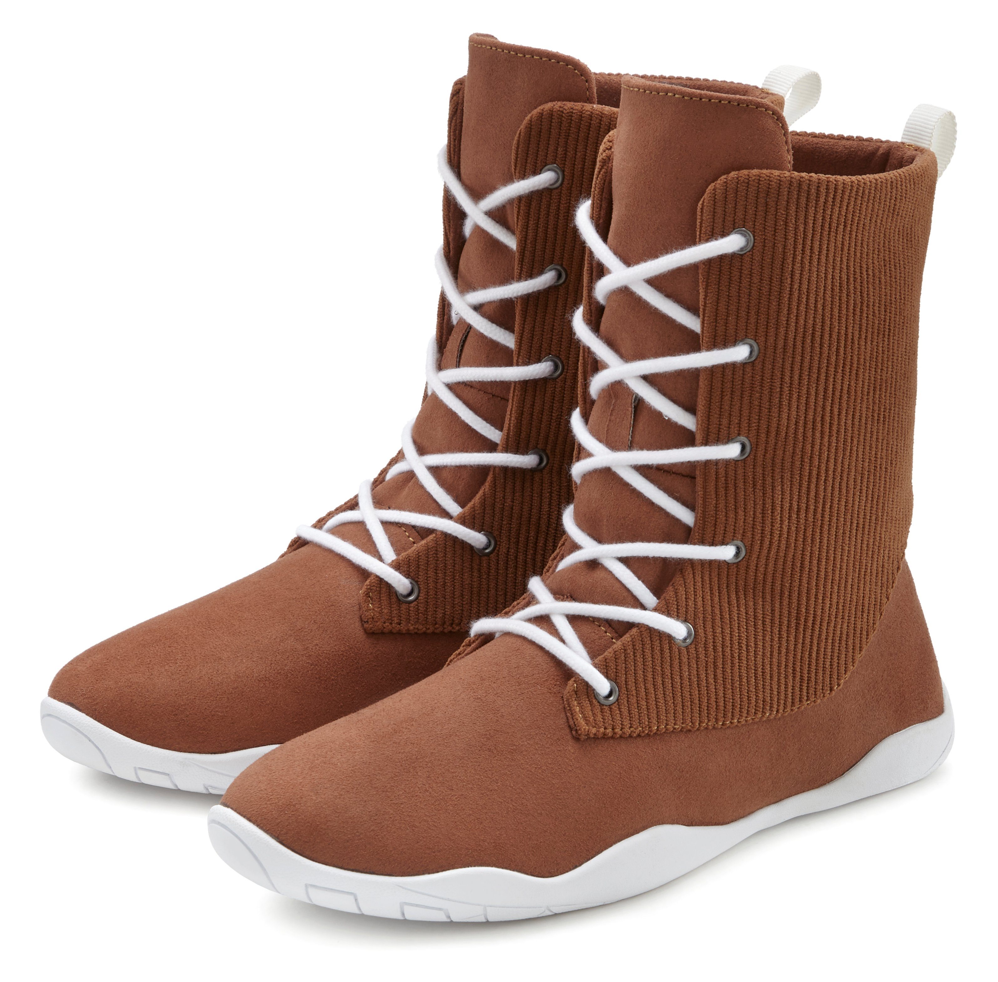 LASCANA Schnürboots Stiefel, Stiefelette, superleicht VEGAN camelfarben