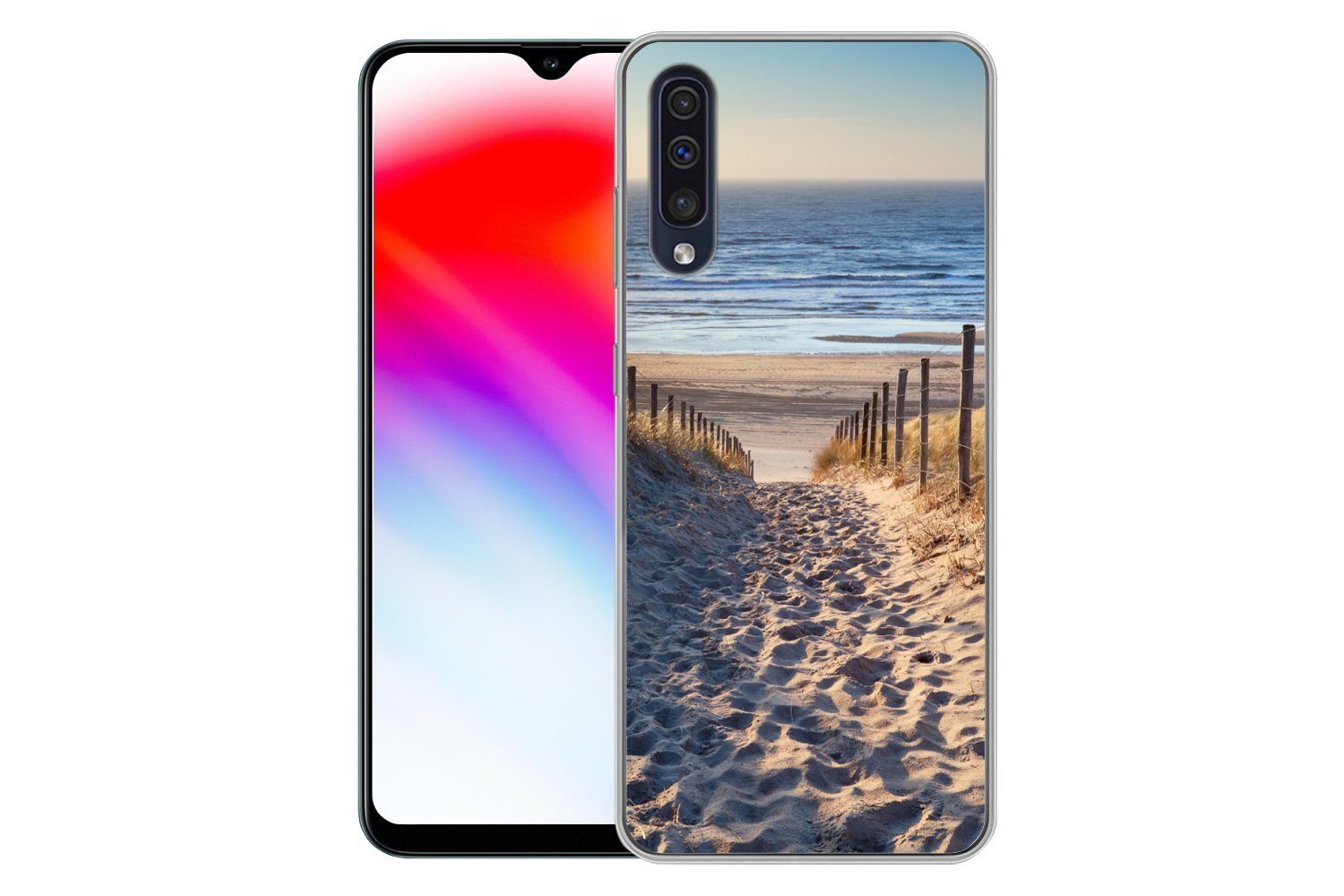 MuchoWow Handyhülle für Samsung Galaxy A30s Strand - Meer - Niederlande - Dünen - Sonne, Smartphone-Bumper, Print, Handy Schutzhülle Dünn