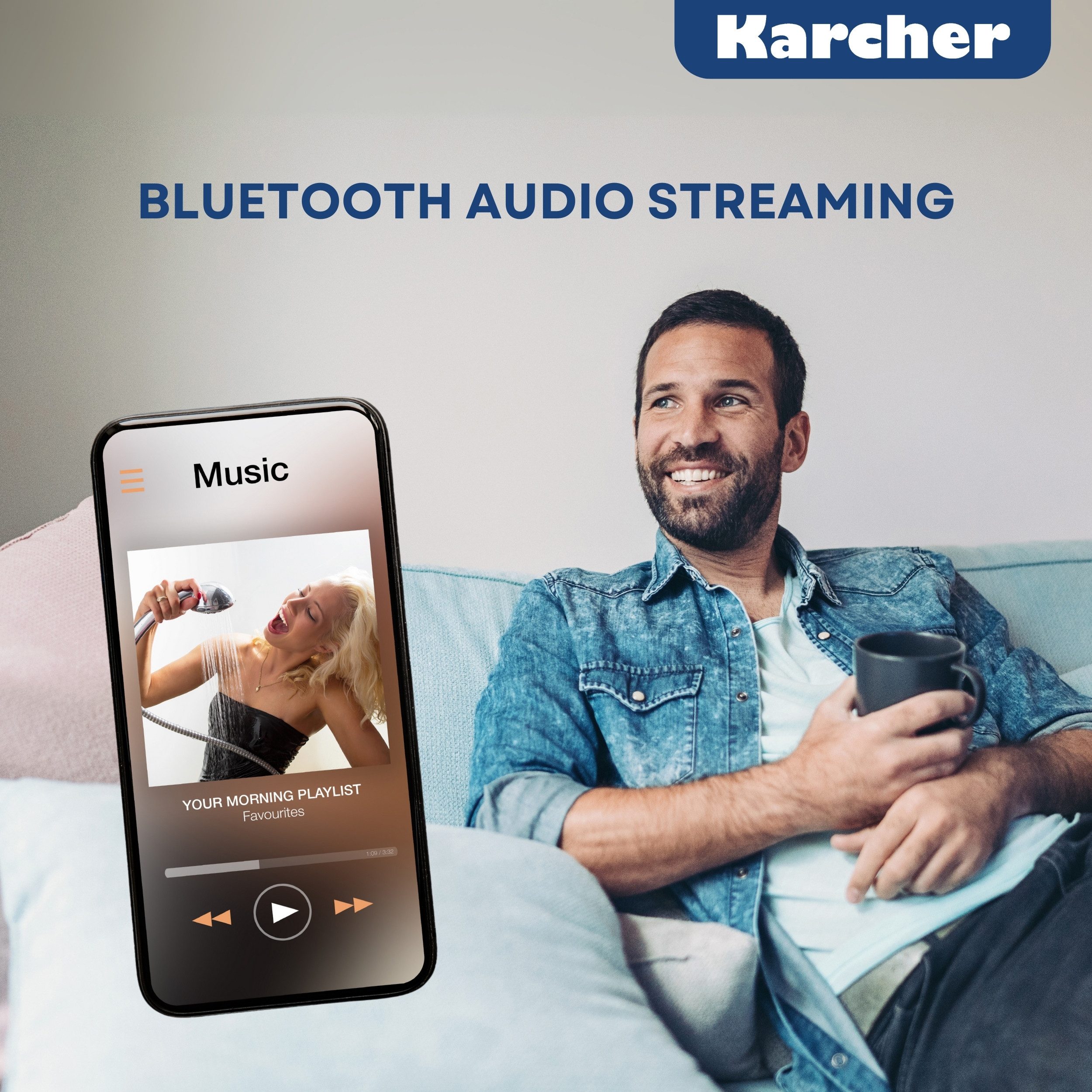 Karcher RA 2038D-S Küchen-Radio (DAB+, UKW (FM), 6 W, Unterbauradio mit DAB+ / UKW-Radio, Bluetooth, Leuchte & Timer)