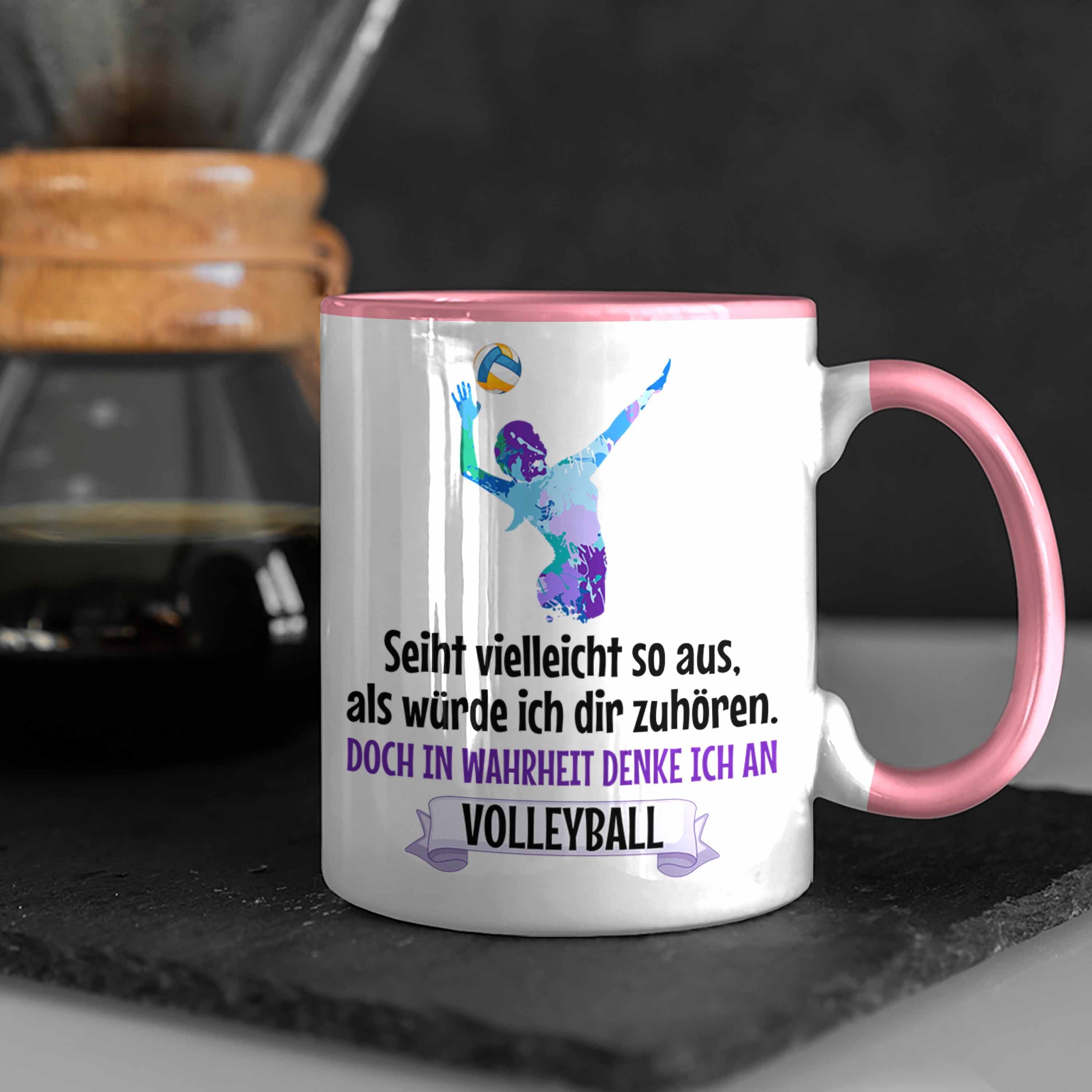 Trendation Herren Volleyball-Spieler Zubehör Kaffee Spielerin Tasse Rosa Mädchen - Geschenk Tasse Coach Trendation Volleyball