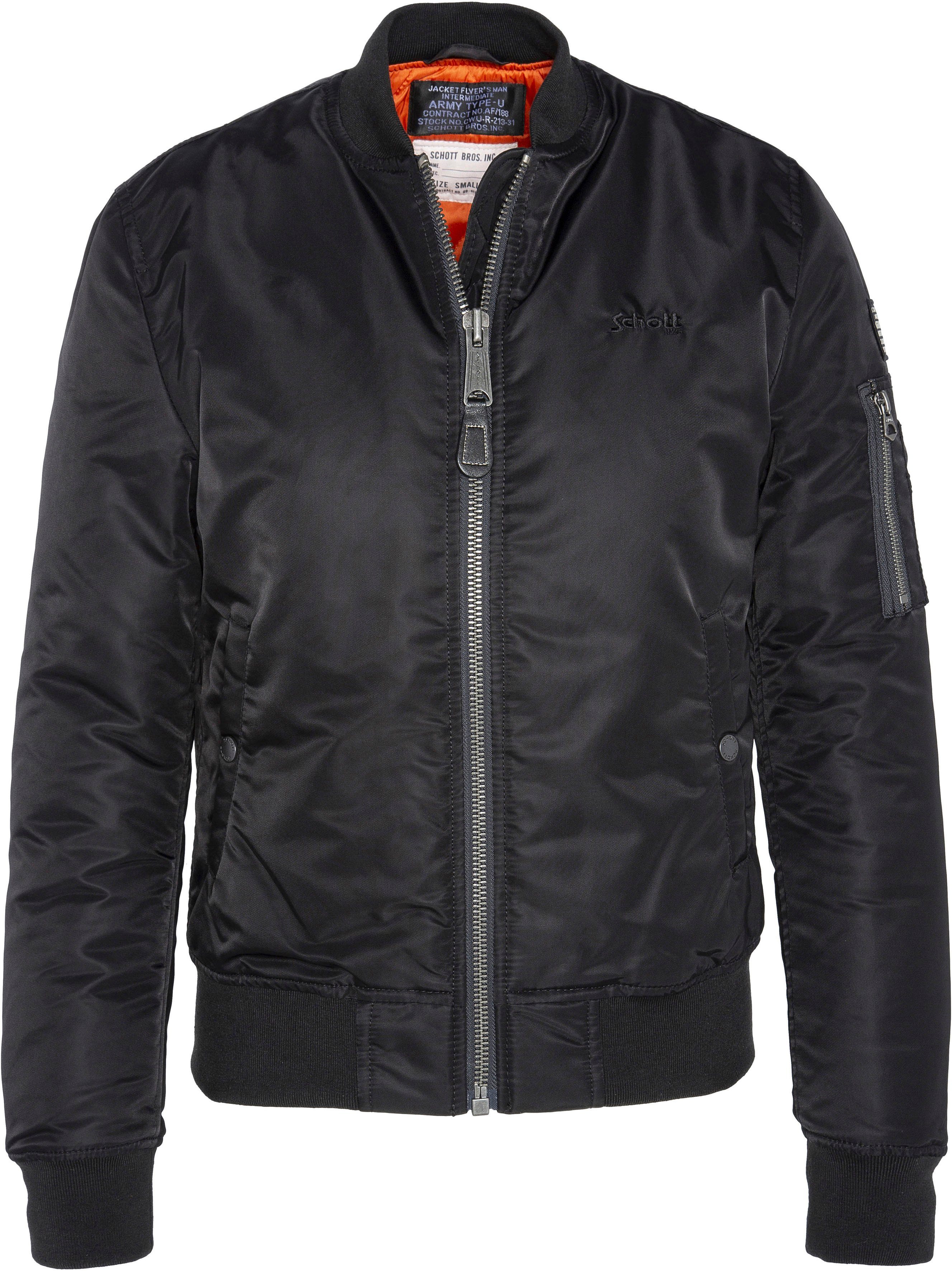 Schott NYC Bomberjacke mit zusätzlichen Armtaschen black