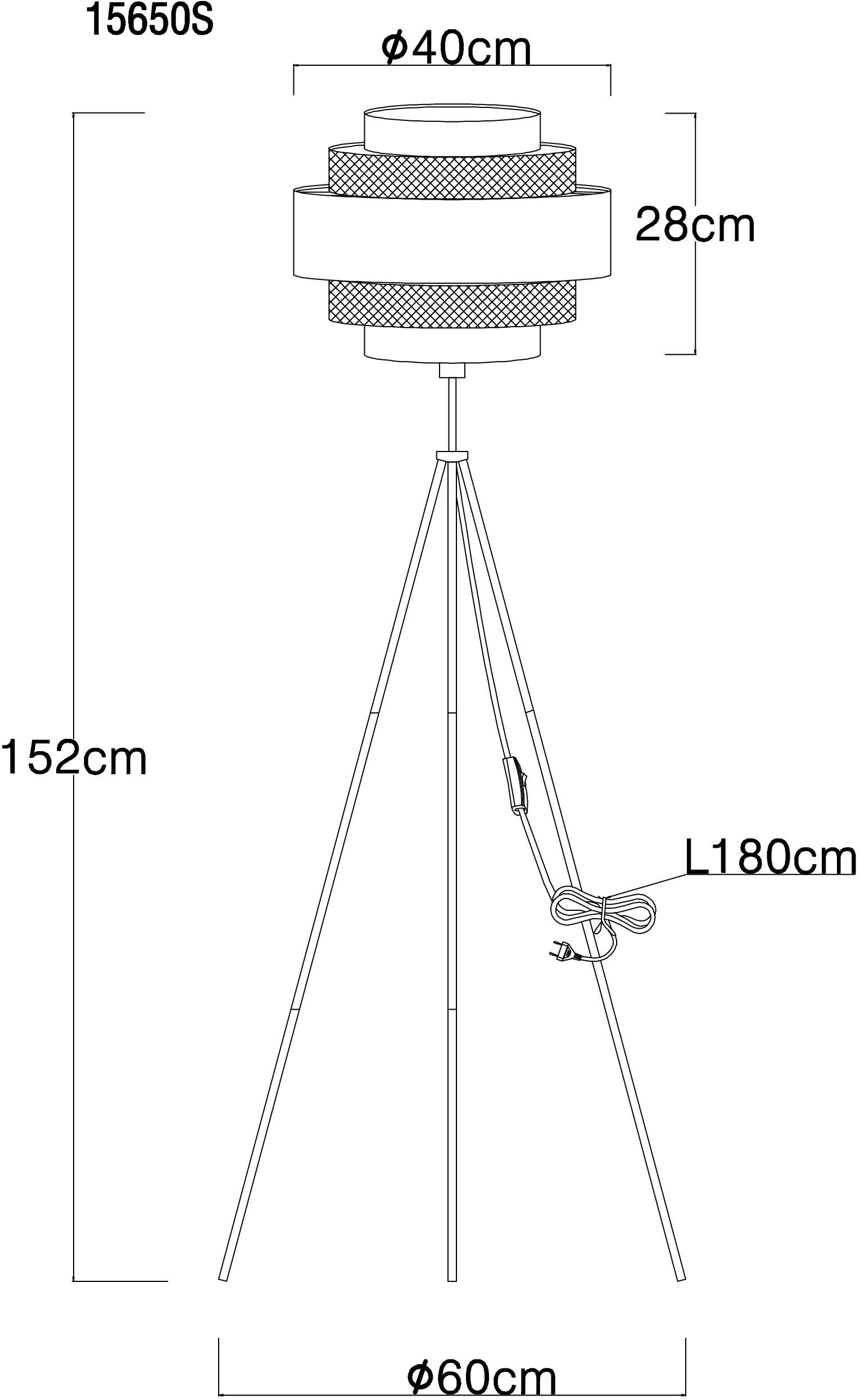 GLOBO LIGHTING Stehlampe SOENI, ohne Leuchtmittel, Stehlampe/holzoptik/Metallgeflecht/Wohnzimmer/Flur