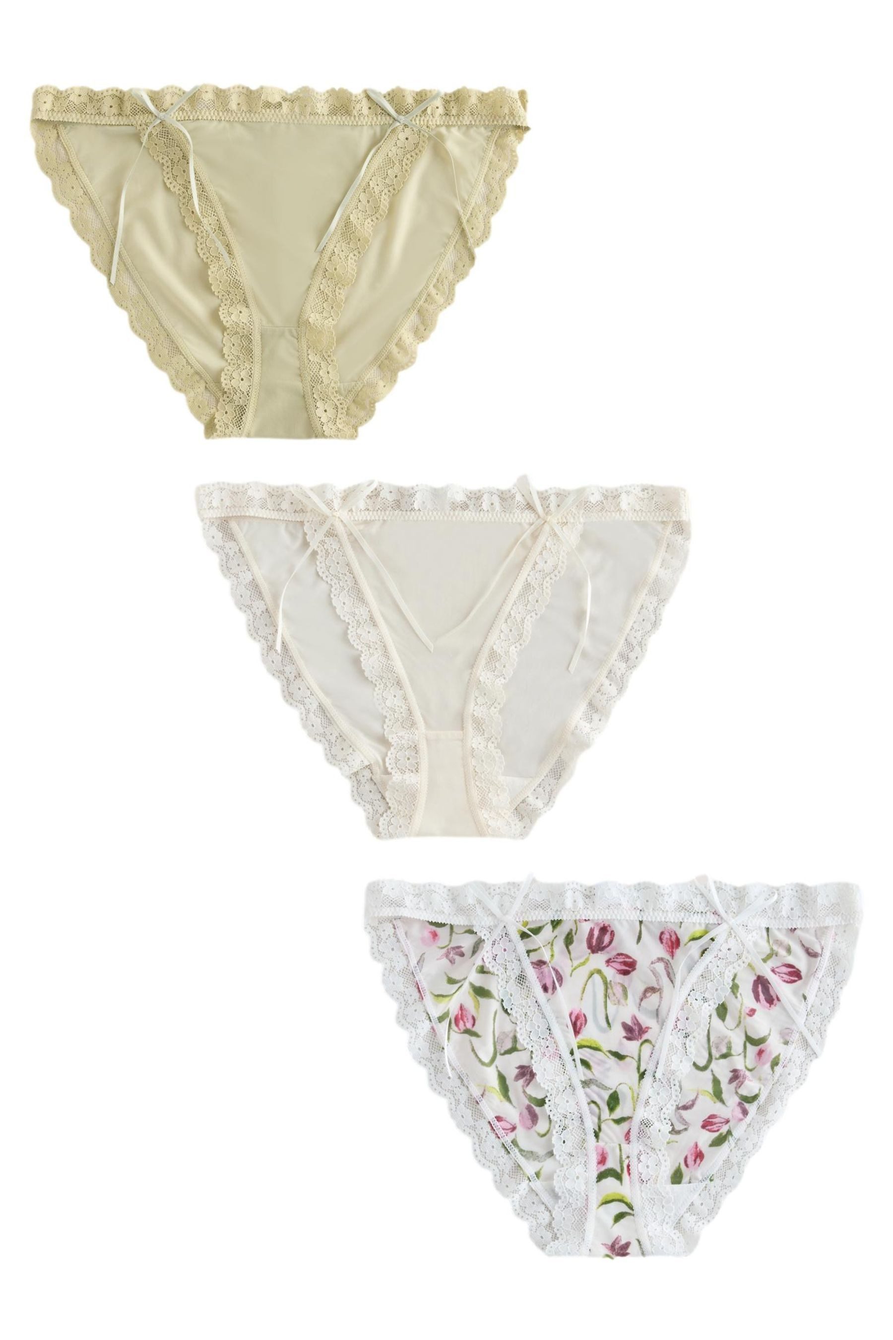 Next Tanga Slips aus Mikrofasern + Spitze im 3er-Pack, Tanga (3-St)