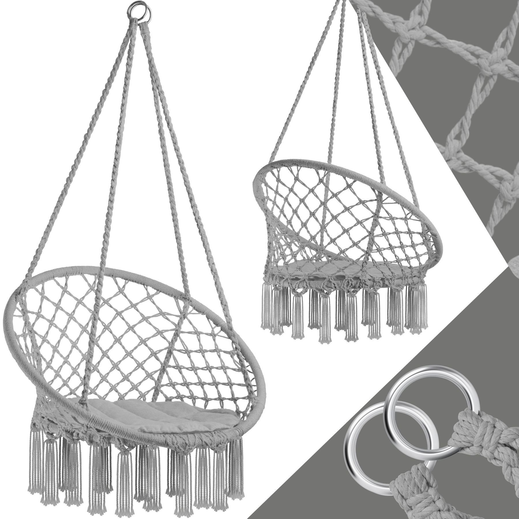 Hängesessel Hängeschaukel mit Sitzpolster, Belastbarkeit 150 kg, 80 x 72 x 125