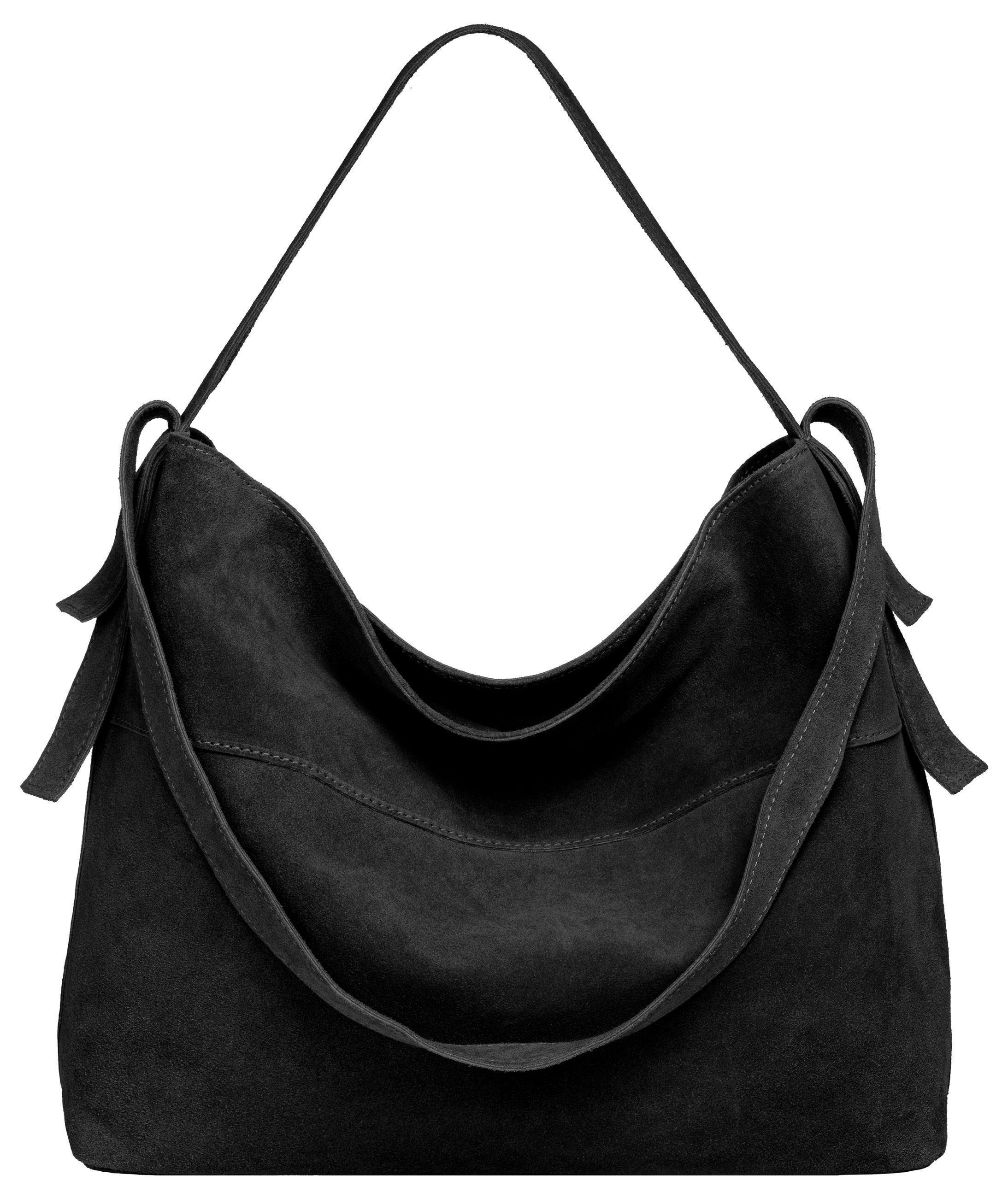 Caspar Schultertasche große Vintage Damen Leder Handtasche - PREMIUM LINE - Modell No.816, 100% italienisches Wildleder, samtig weich, angenehmer Tragekomfort