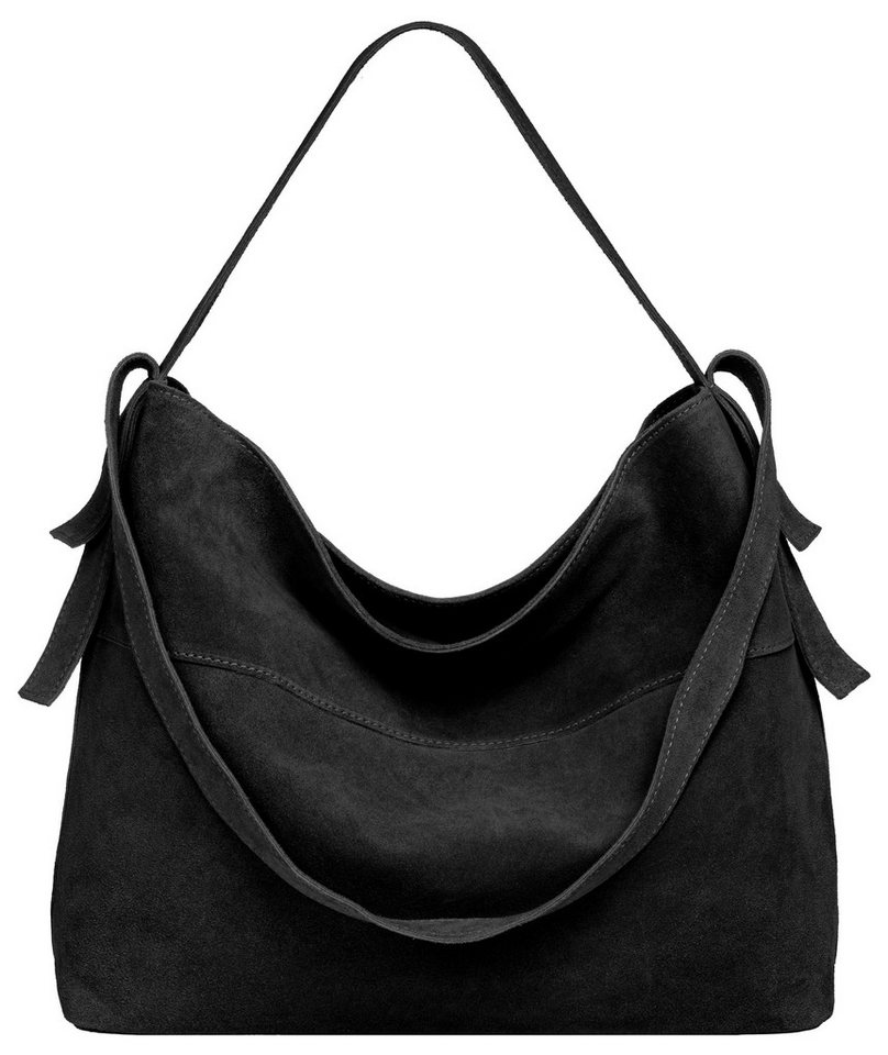 Caspar Schultertasche große Vintage Damen Leder Handtasche - PREMIUM LINE - Modell No.816, 100% italienisches Wildleder, samtig weich, angenehmer Tragekomfort