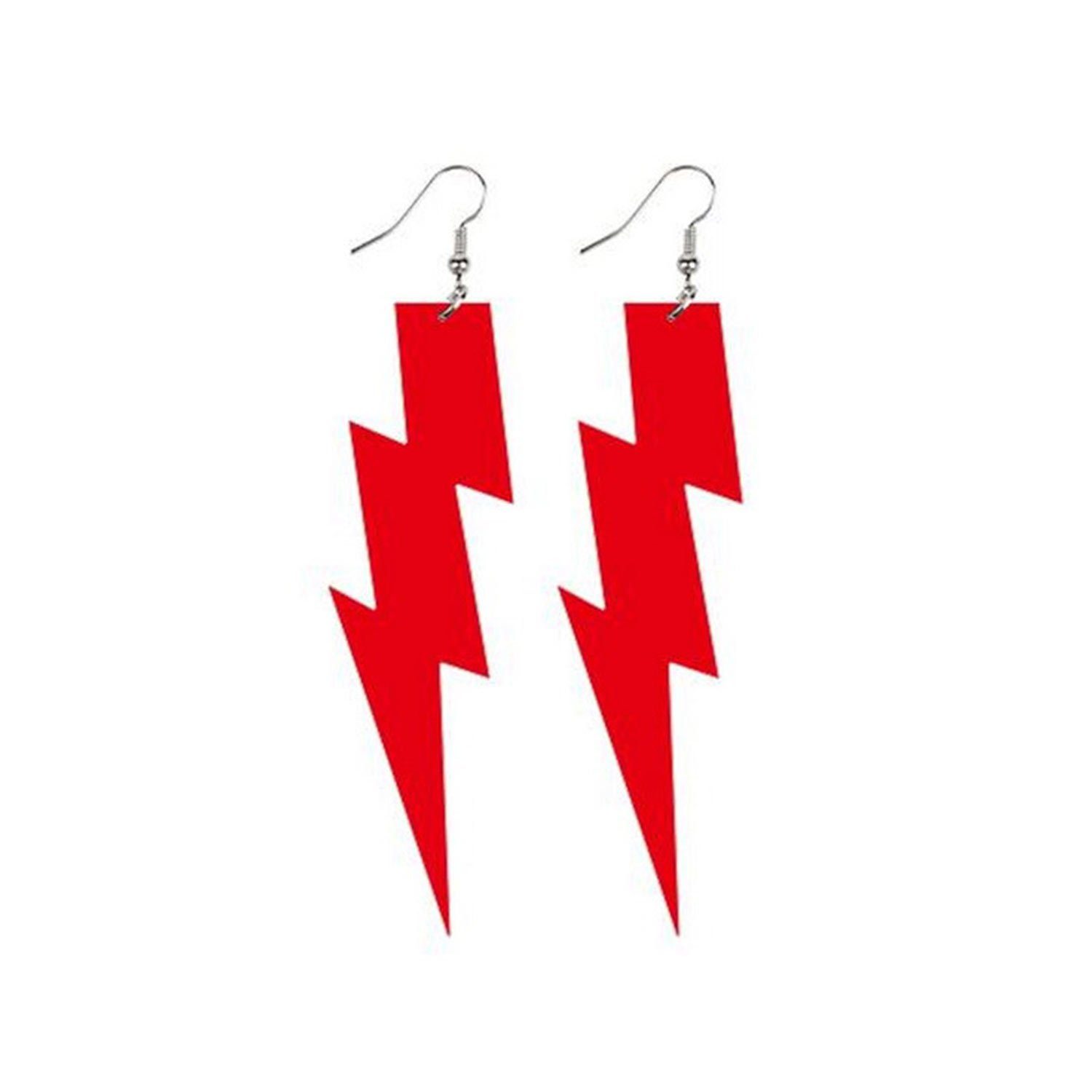MAGICSHE Paar Ohrhänger 80er Jahre Neon Ohrringe, Blitzanhänger aus Acryl rot