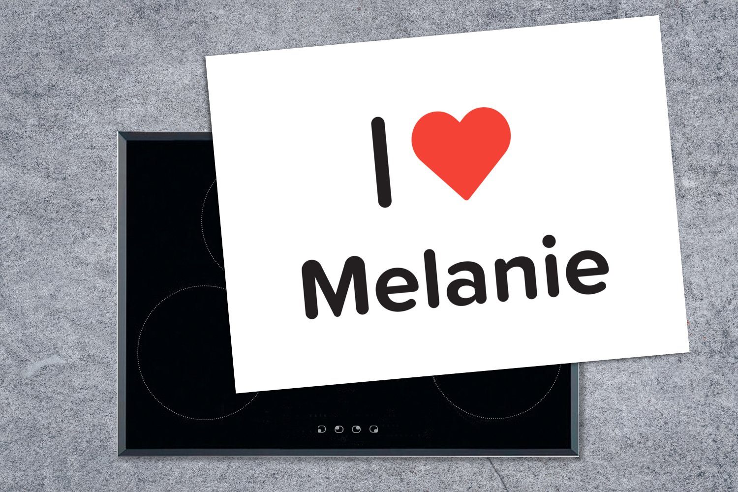 Melanie Arbeitsfläche 70x52 - - Herdblende-/Abdeckplatte liebe Mobile nutzbar, Ich (1 Mädchen, tlg), cm, MuchoWow Vinyl, Ceranfeldabdeckung