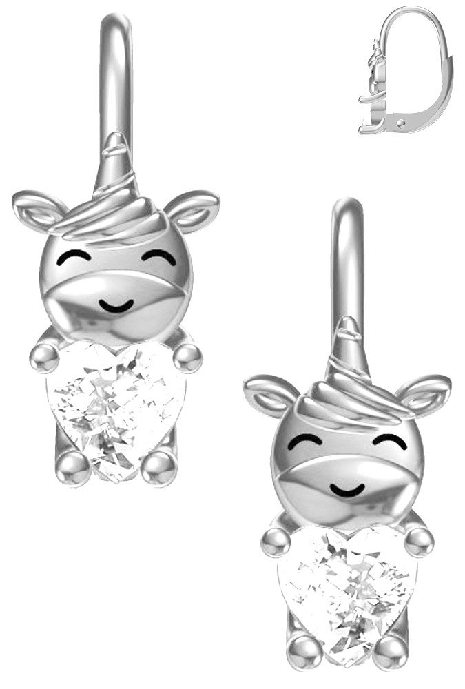 Limana Paar Creolen Ohrringe 925 Silber Einhorn Pferde Mädchen Kinder Ohrhänger (inkl. Schmuckbox), Schmuck Geschenk Einschulung Ostern Weihnachten Geburtstag Nikolaus