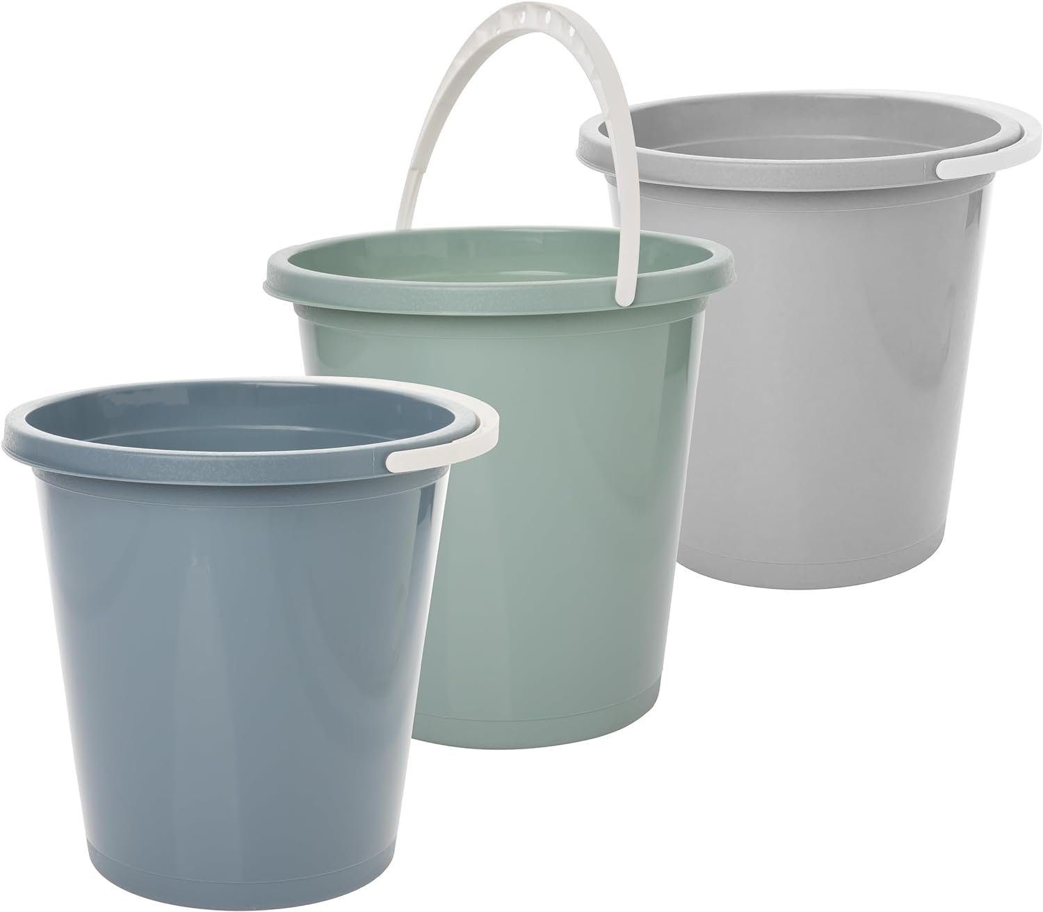 Centi Putzeimer 3er Set Putzeimer 5 Liter, Wassereimer in 3 Farben, (22L x 22B x 22H cm Kapazität: 5 Liter), Stabiler Lebensmittelechter Kunststoff ohne BPA, Produziert in EU