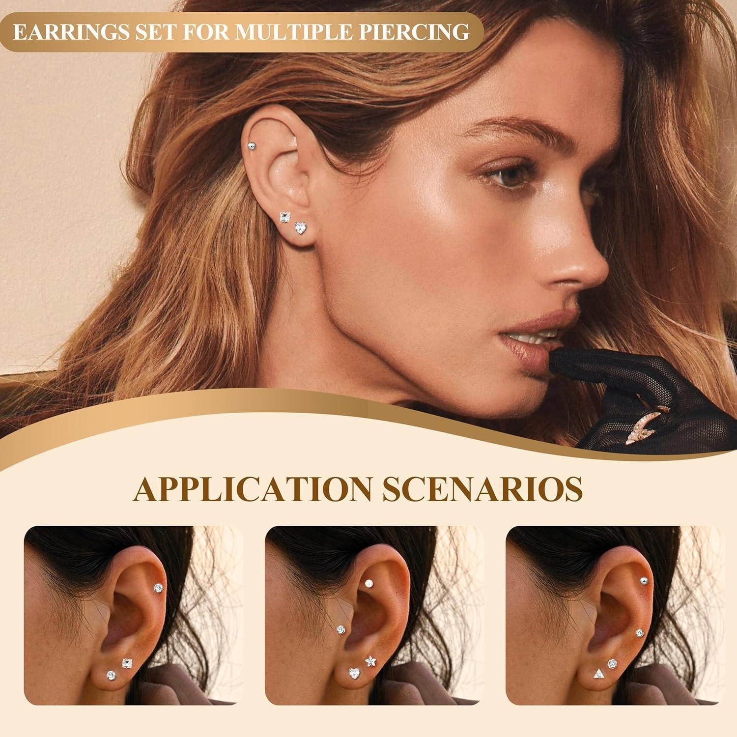 LuxusKollektion Ohrstecker-Set Medizinische Ohrstecker Set Damen Herren Hypoallergen Chirurgenstahl