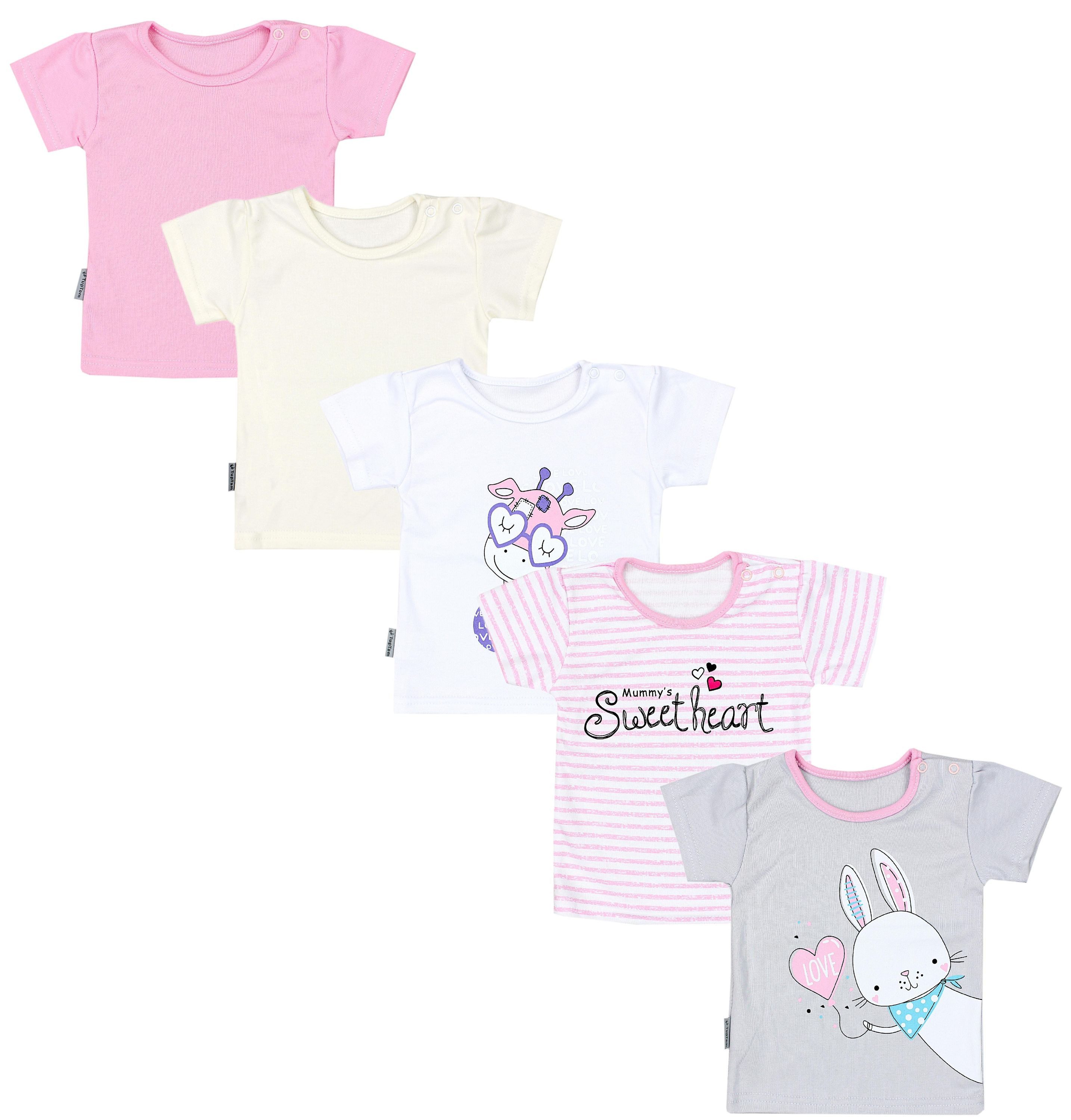 TupTam T-Shirt TupTam Baby Mädchen Kurzarm T-Shirt Gemustert Bunt 5er Set