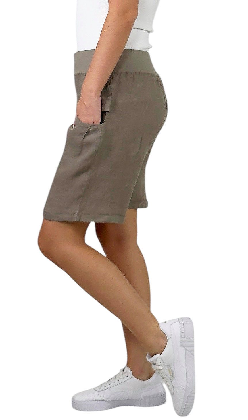 Mississhop Leinenhose 100 % Leinen Leinenshorts Bermuda kurze Hose 276
