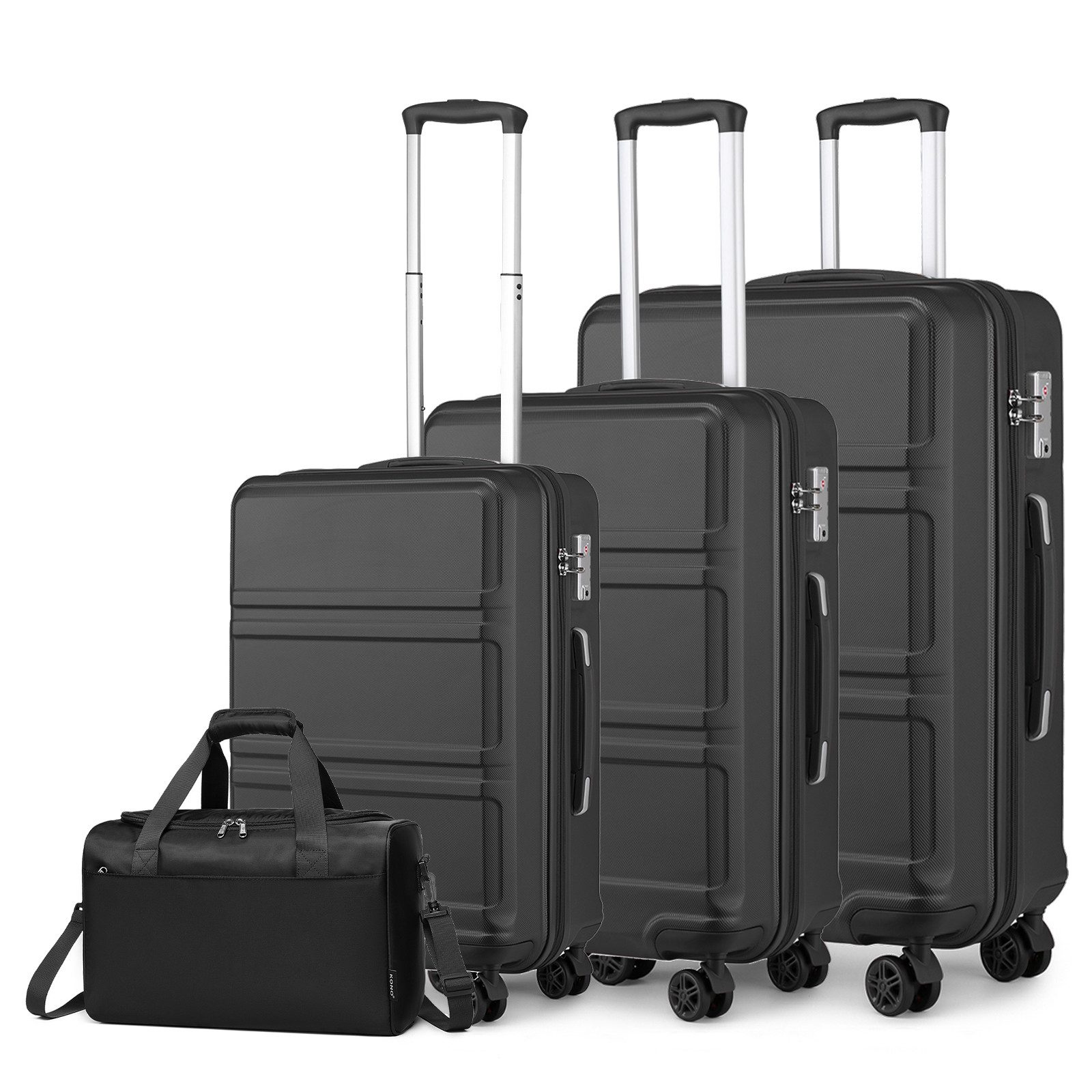 KONO Kofferset 4-teiliges Hartschalen-Kofferset mit TSA-Schloss, (4 tlg)