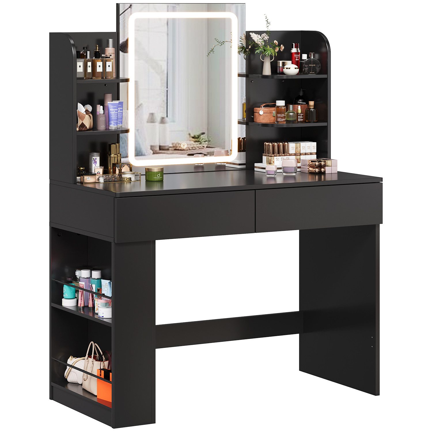 Furnicopia Schminktisch 90/110 cm, LED-Beleuchtung mit einstellbarer Hellig günstig online kaufen