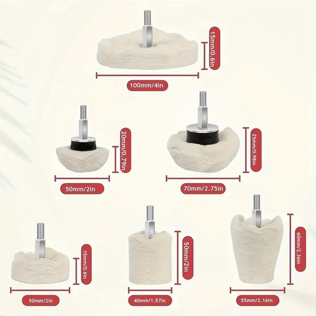 6-teiliges Metall, DIY-Projekte Polierscheibe TUABUR Glas für Bohrer-Polierradset &