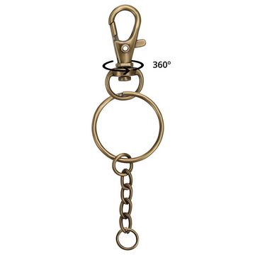 Belle Vous Rundstahlkette Schlüsselanhänger Ringe (180 Stück) für Basteln & Schmuck, Metall, Keychain Rings with Carabiner Hook (180 pcs)