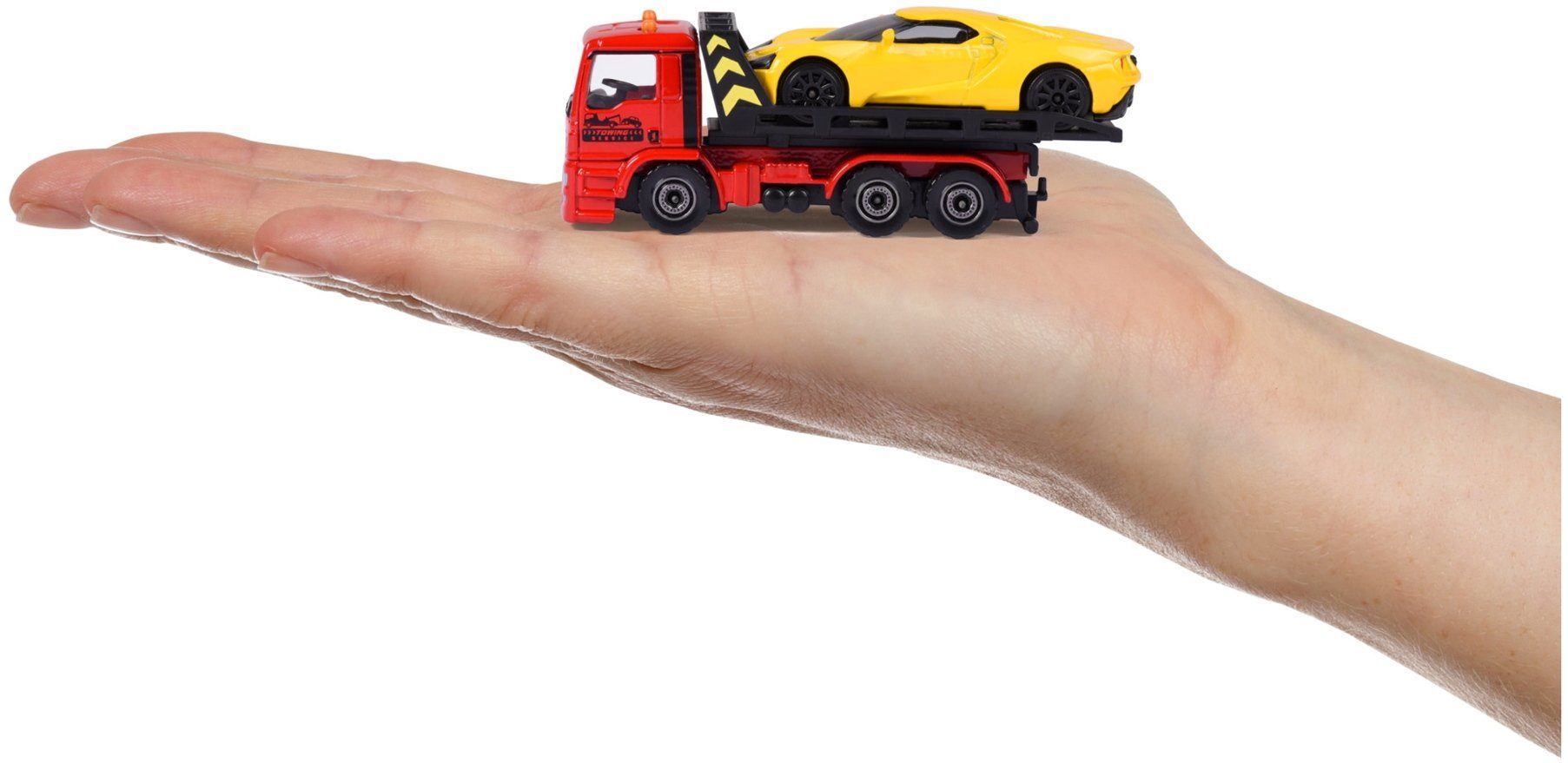 Tow mit majORETTE gelb GT MAN Truck Ford Spielzeug-Abschlepper 212053154Q05 Abschleppwagen