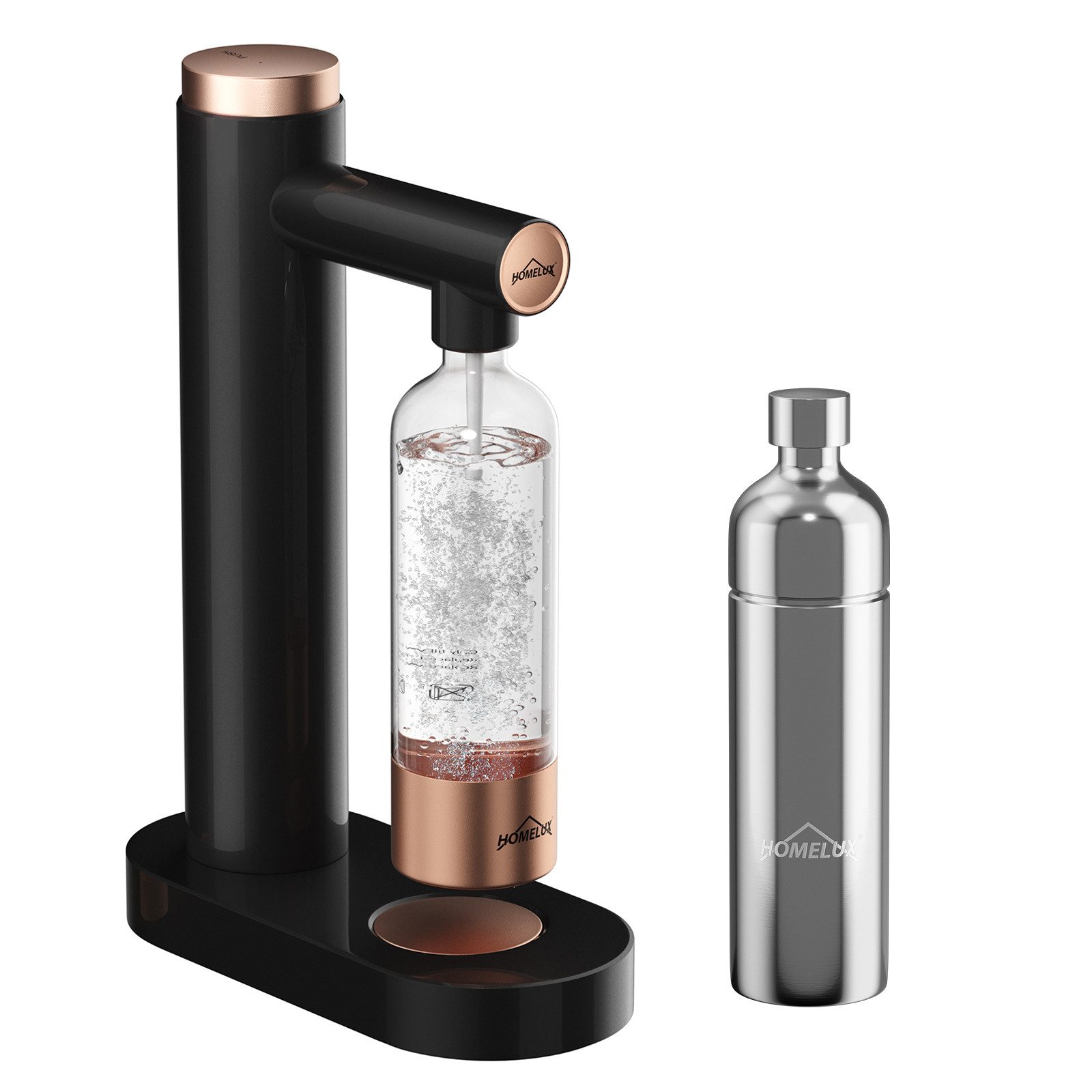 HOMELUX Wassersprudler Sprudelwasser Maschine Mit 1L PET-Flaschen&1L 316 Edelstahl-Flasche, (3-tlg), Soda Maker, Wasser Sprudel GeräT, Water Carbonator