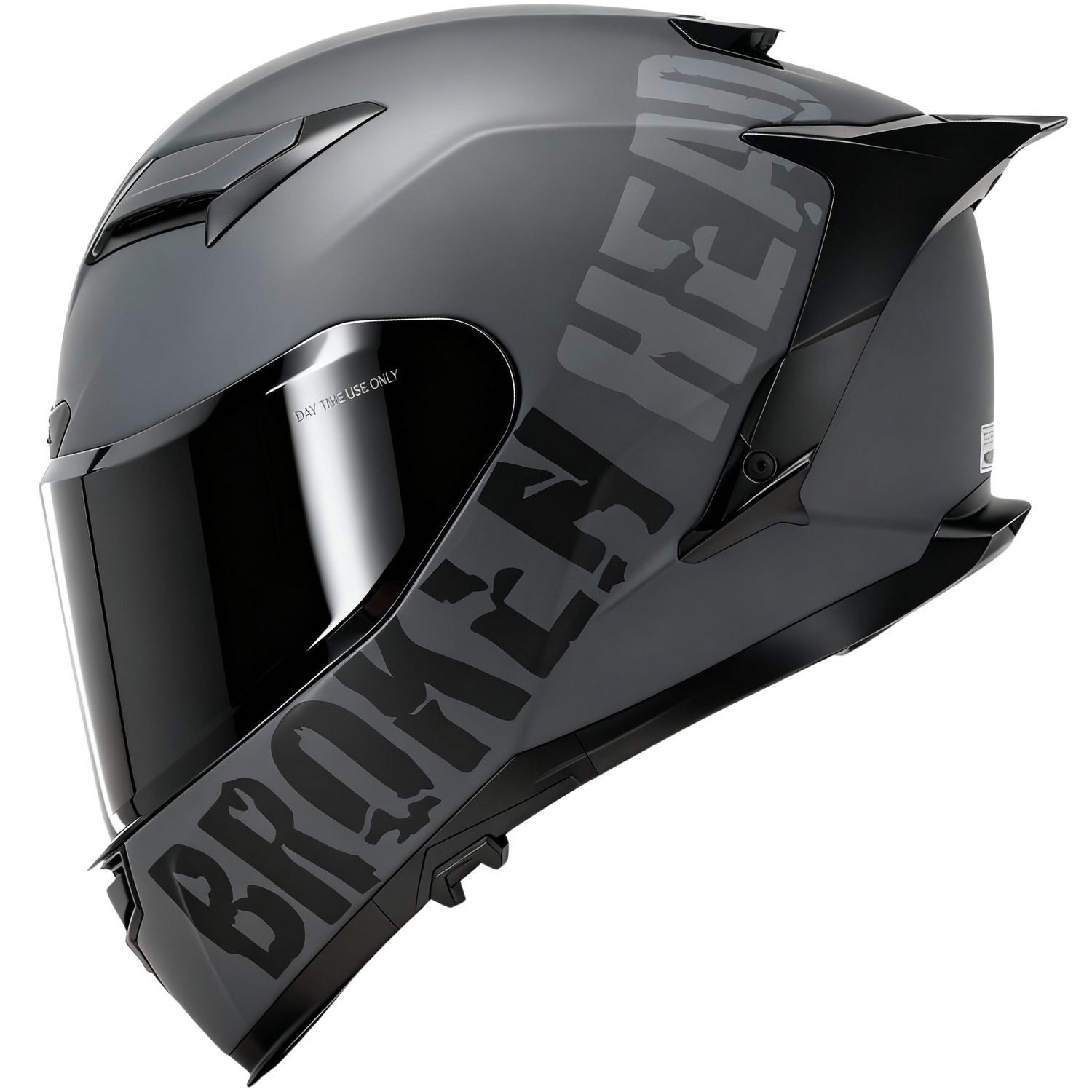 Broken Head Motorradhelm Street Division Black Shadow (Mit Silber Verspiegeltem Visier), Mit Sonnenblende