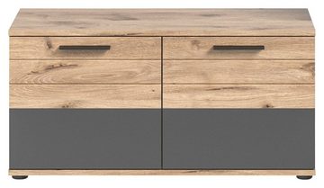 xonox.home Sitzbank Garderobenbank MASON, Braun, Grau, B 90cm, T 37cm, mit 2 Türen und 4 Innenfächern