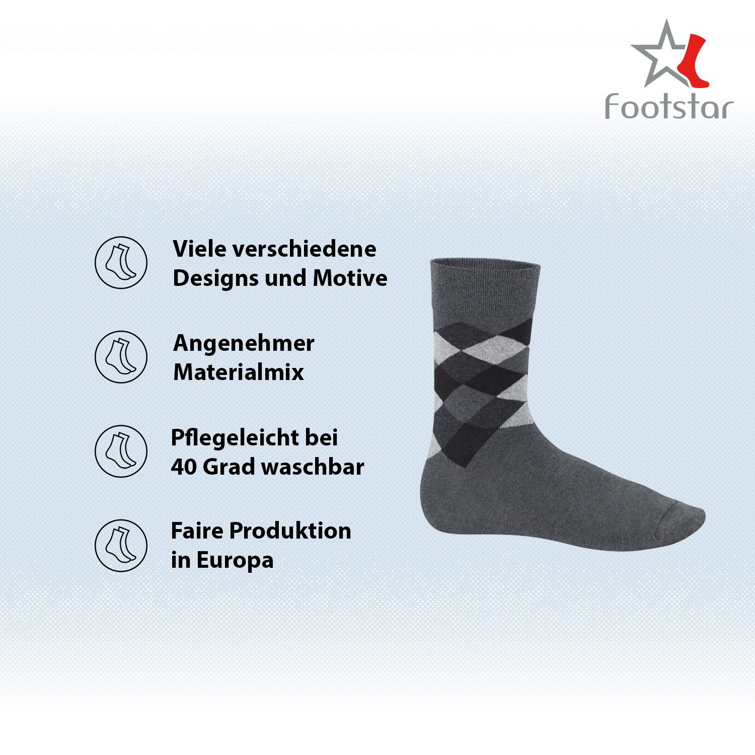 Footstar Businesssocken Herren Motiv Socken (10 Paar) mit diversen Mustern