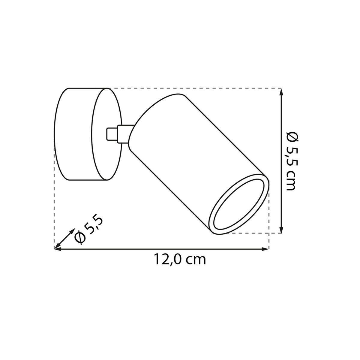 Leuchtmittel Gilon cm, abhängig nicht für Leuchtmittel, Kiom Deckenspot Ø 1x Deckenleuchte schwarz Leuchtmittel wechselbare inklusive, C1 GU10 5,5