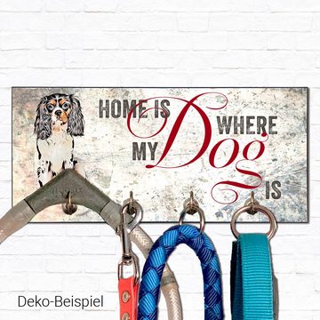 Cadouri Wandgarderobe KING CHARLES SPANIEL Design-Hundegarderobe für Hundezubehör (Garderobe mit 4 Haken), MDF, mit abgeschrägten Ecken, handgefertigt, für Hundebesitzer