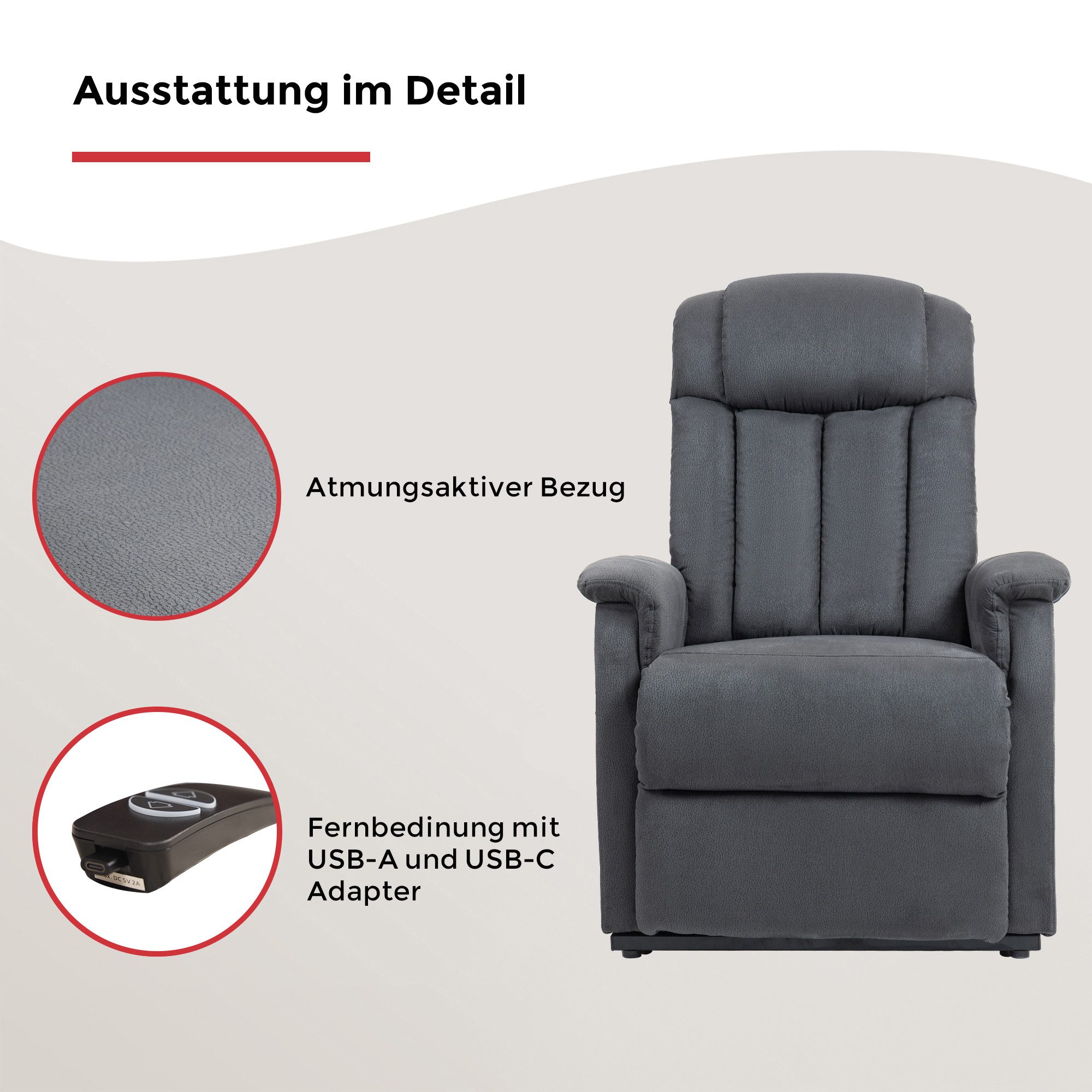 Duo Collection TV-Sessel Delphi mit elektrischer Aufstehhilfe, Relaxfunktion und Taschenfederkern mit Stahlwellenunterfederung
