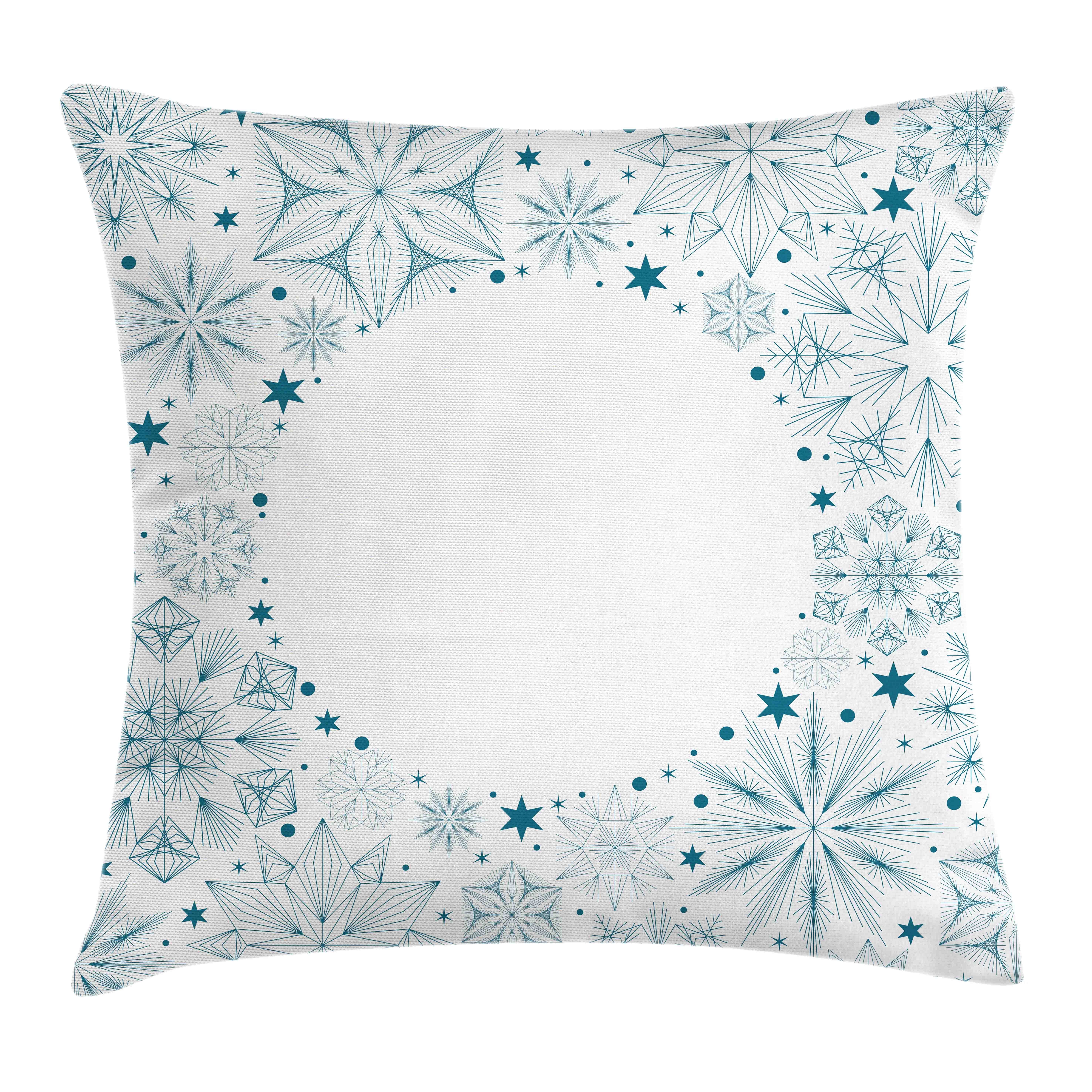 weihnachten Stück), Beidseitiger Schneeflocken und Weiß Teal Farbfesten Kissenbezüge Abakuhaus (1 mit Druck, Reißverschluss Farben Kissenhülle