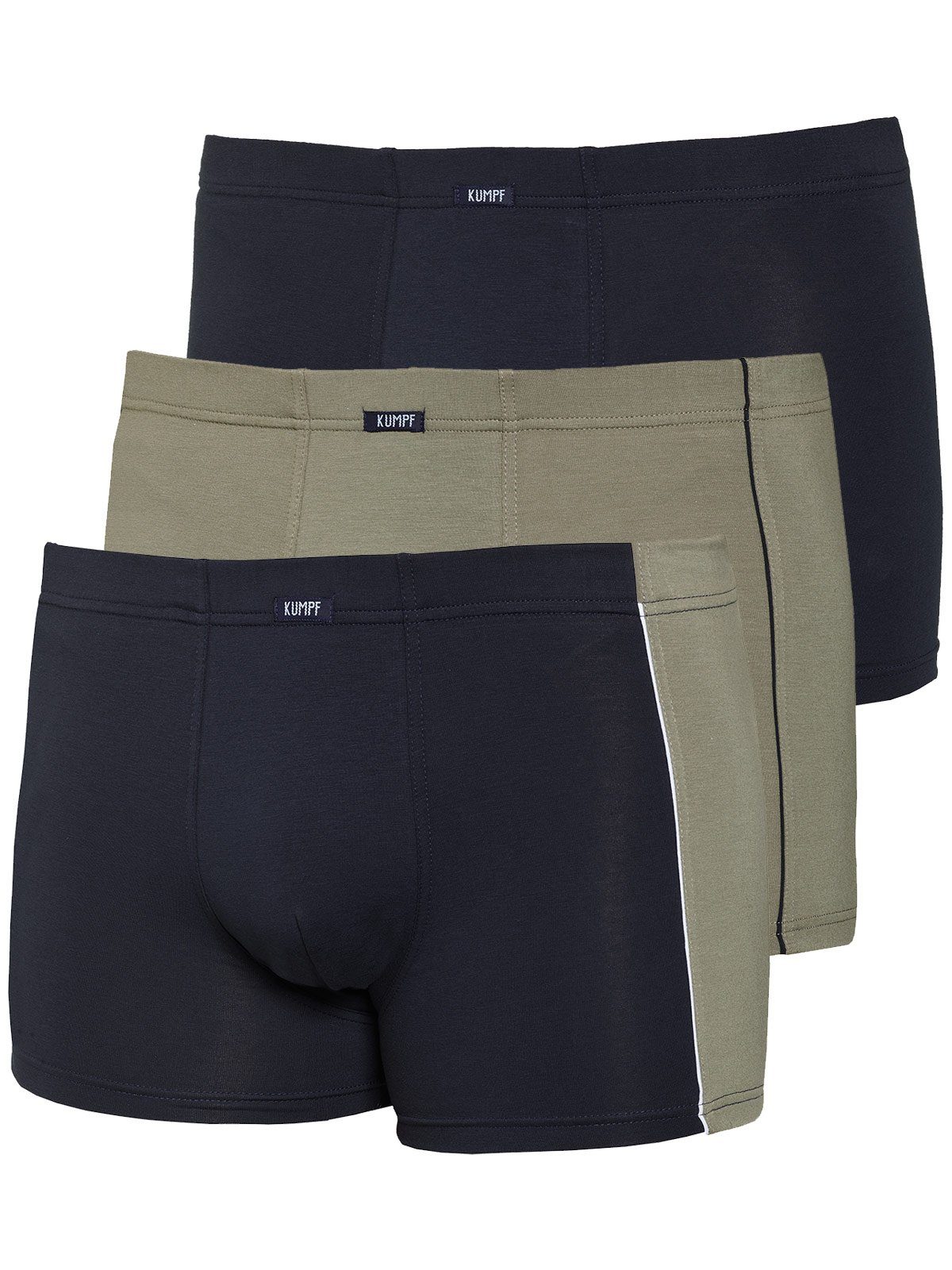 (Packung, hohe navy-olivgrün 3er Cotton 3-St) Herren Pants Pants Markenqualität Retro Pack KUMPF Bio
