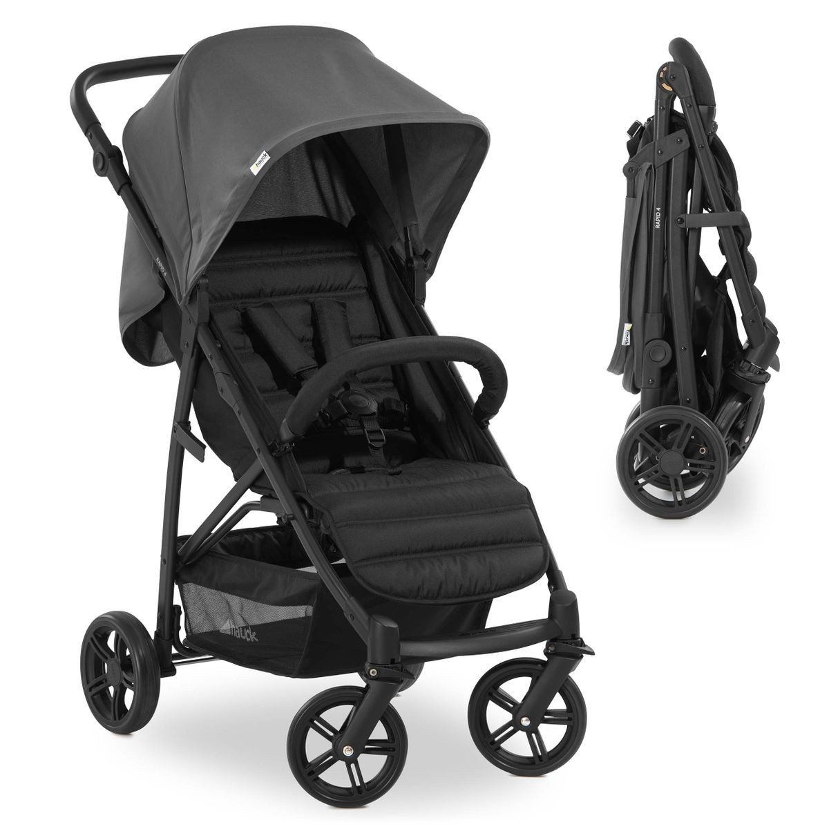 Hauck Kinder-Buggy Rapid 4 - Grey, Sportwagen - Liegefunktion, höhenverstellbar, klein faltbar bis 25 kg