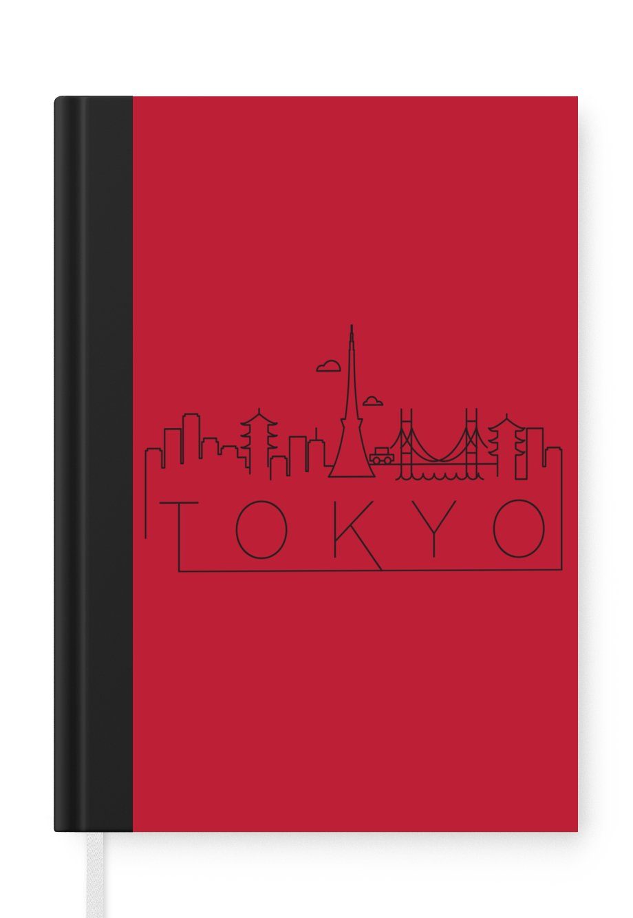 MuchoWow Notizbuch Skyline "Tokio" rot, Journal, Merkzettel, Tagebuch, Notizheft, A5, 98 Seiten, Haushaltsbuch