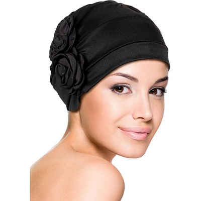 longziming Schlapphut »3 Stück Chemo Caps Kopfbedeckung für Frauen Turbane Mützen Blumen Hüte Headwrap für Krebspatienten Haarausfall- schwarz+ grau+ beige« (3-St)
