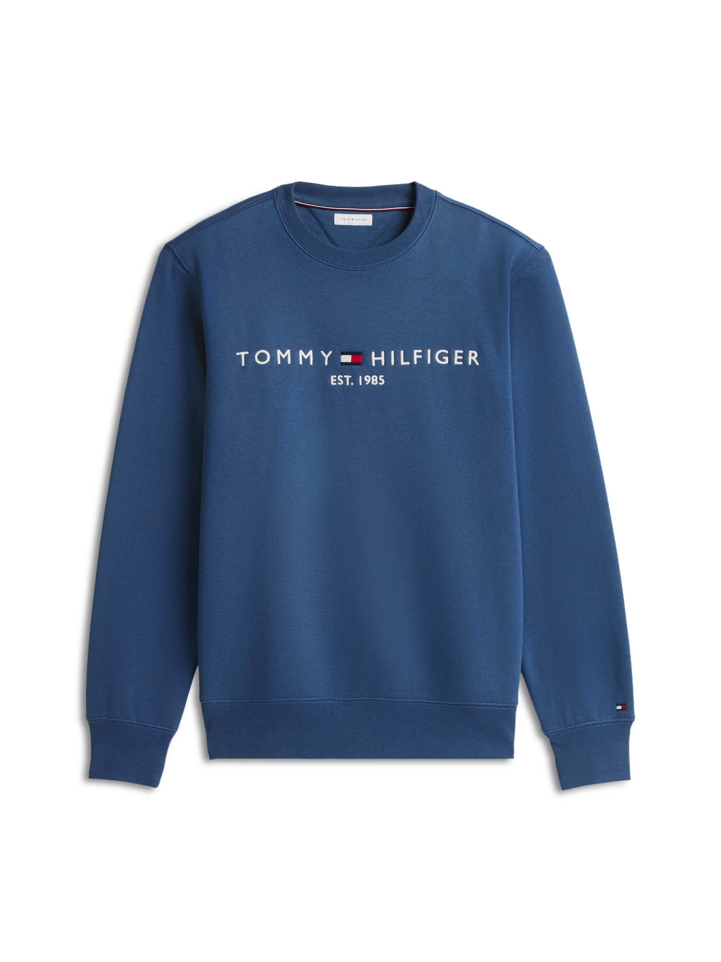 Tommy Hilfiger Sweatshirt TOMMY LOGO unifarben, casual, regular fit, Baumwollmix, Rundhals